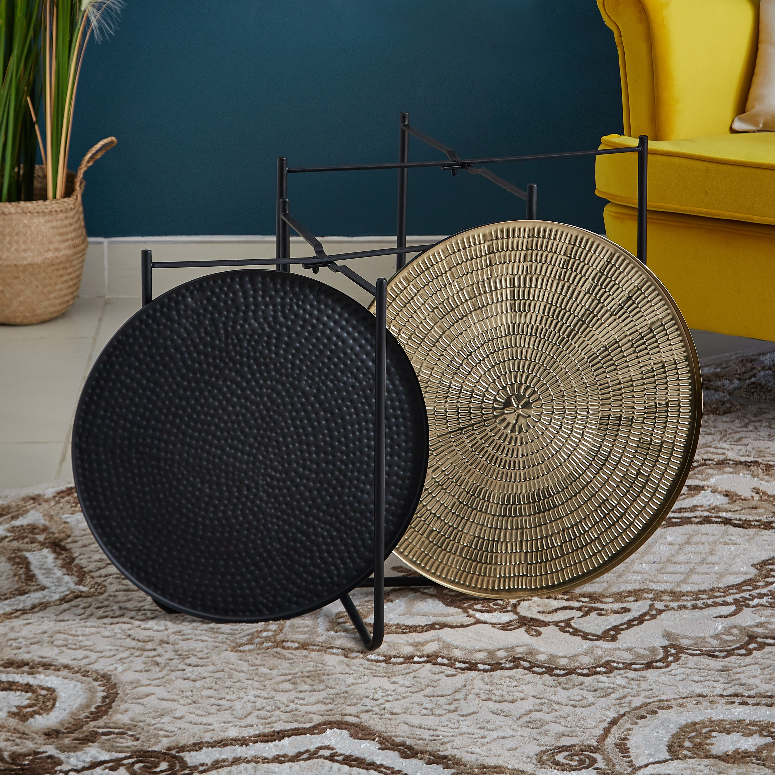 طاولة جانبية مستديرة نحاس من دانتون - طقم من قطعتين-hbxfurniture-livingroom-endtables-image-3
