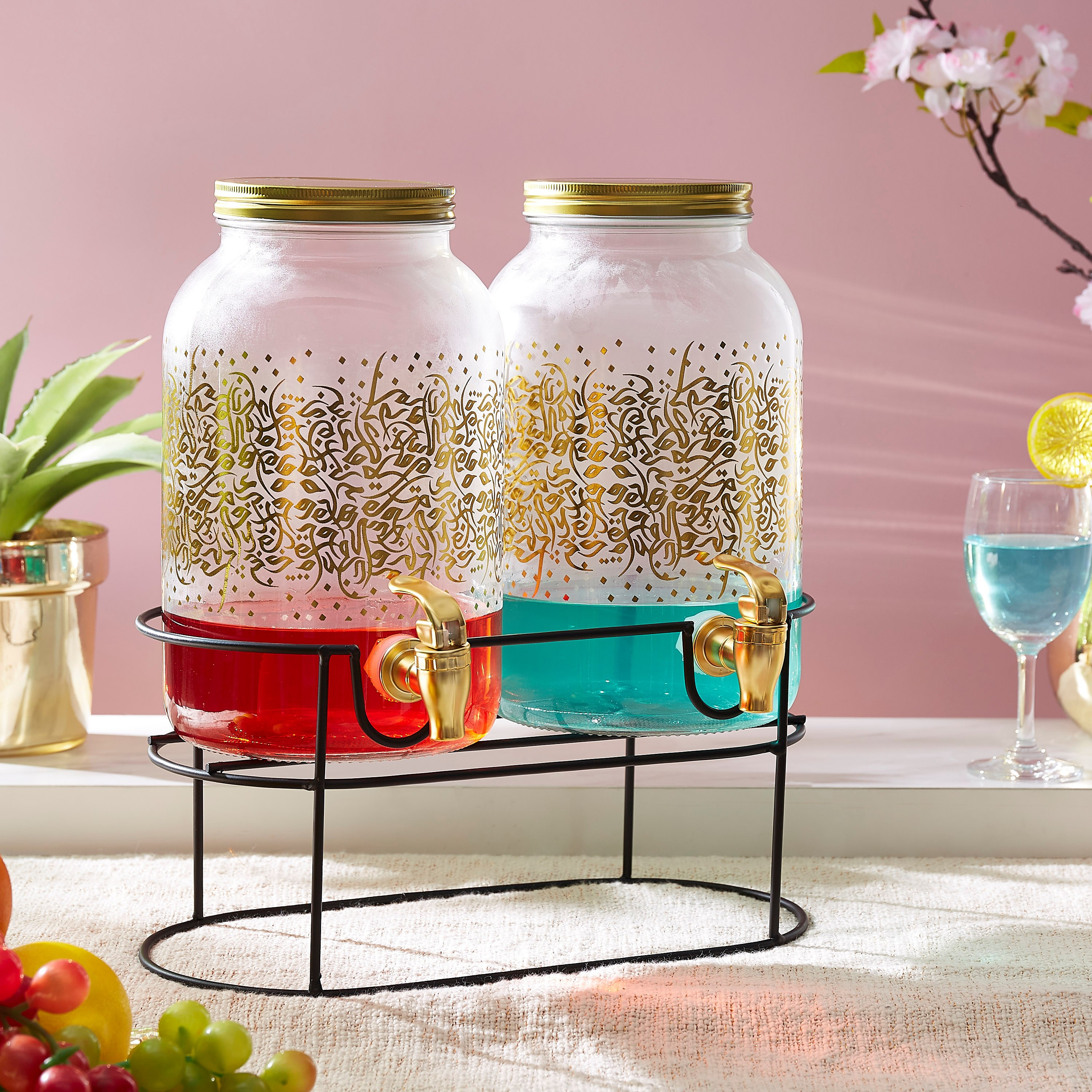 طقم موزع مشروبات مزدوج مع حامل - 3.7 لتر-hbxhomeware-hbxkitchen-image-1
