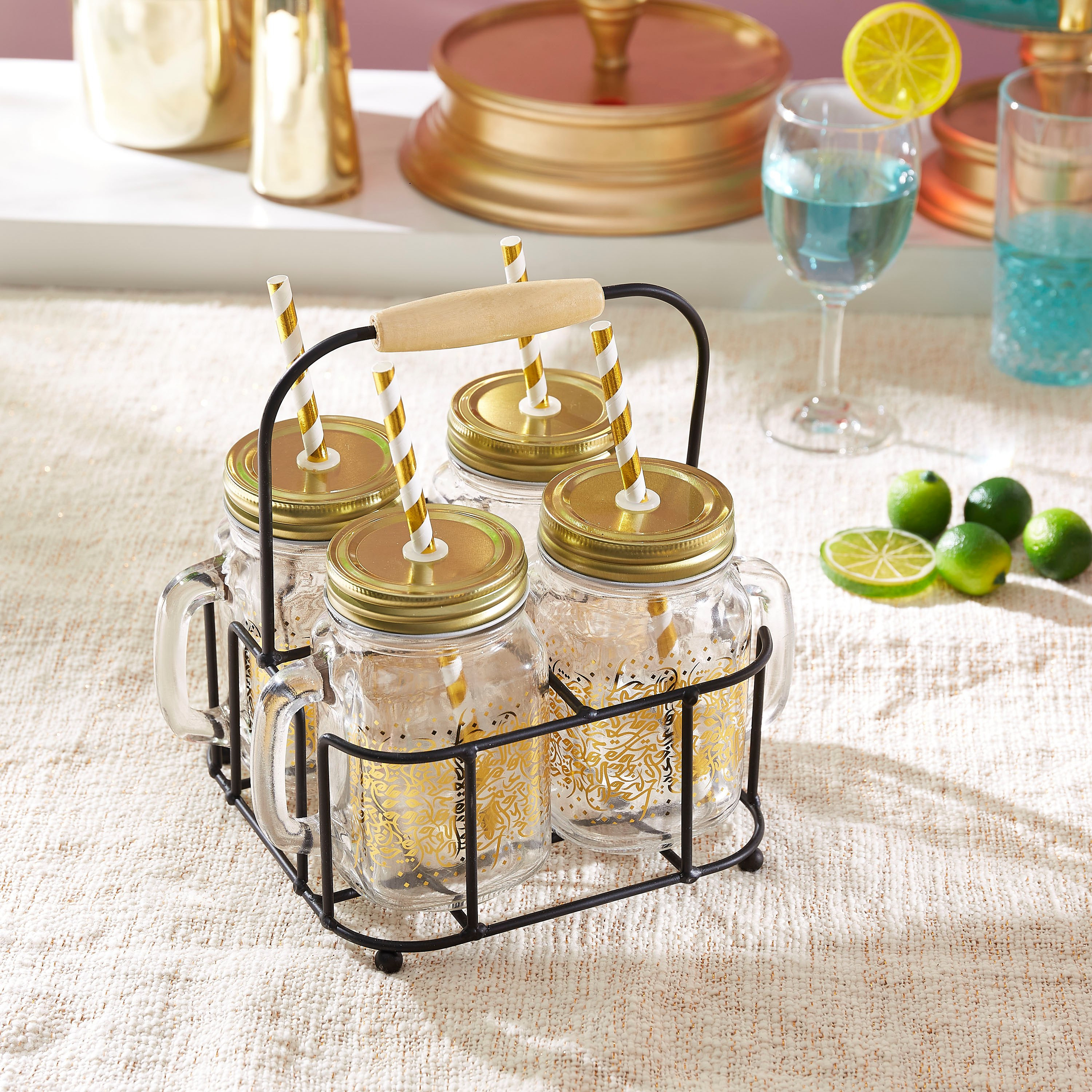 طقم برطمانات ماسون 4 قطع مع حامل من كاليجرافي - 450 مل-hbxhomeware-hbxkitchen-image-2