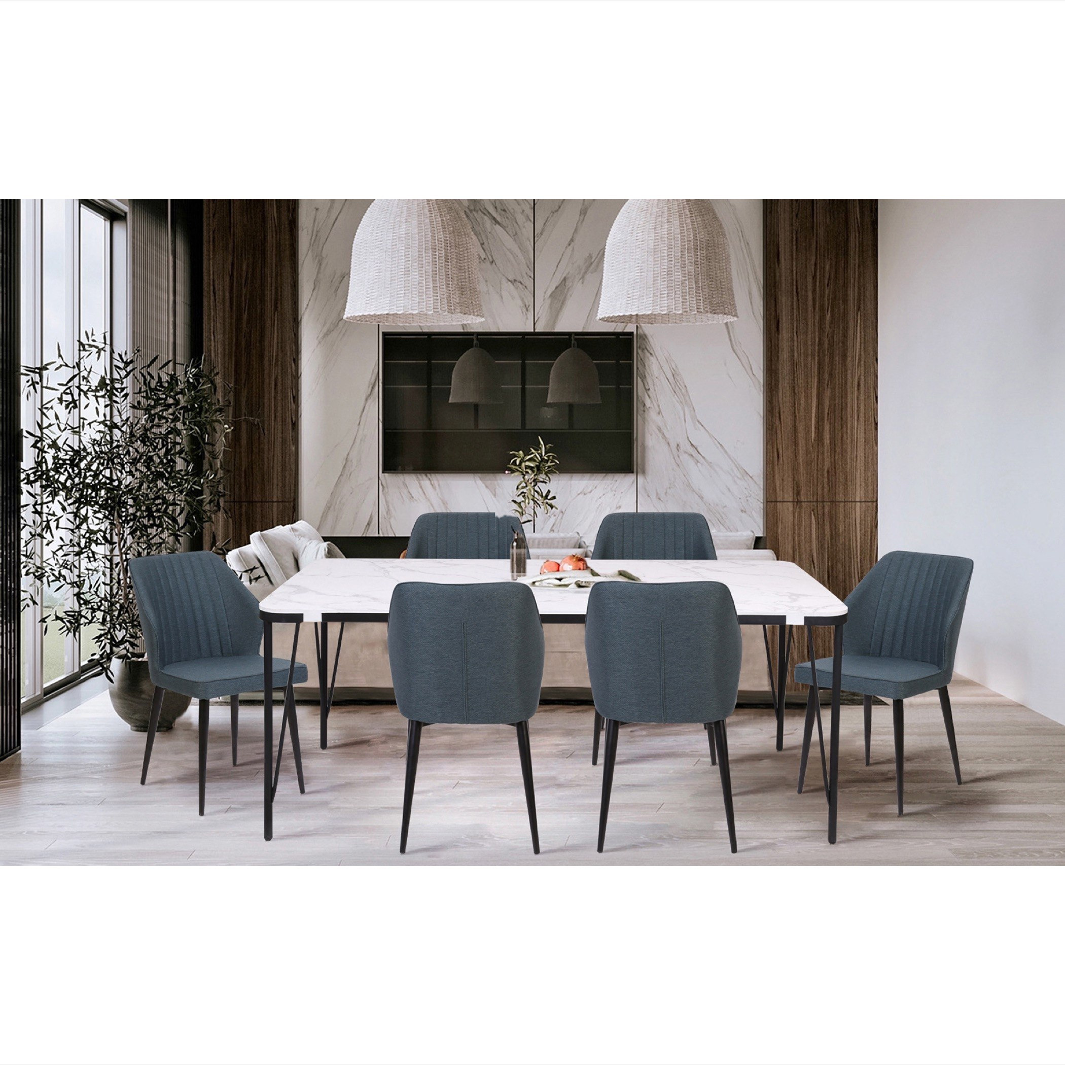 Clover 6-Seater Dining Set-hbxfurniture-diningtablesandsets-diningsets-sixseater-image-1