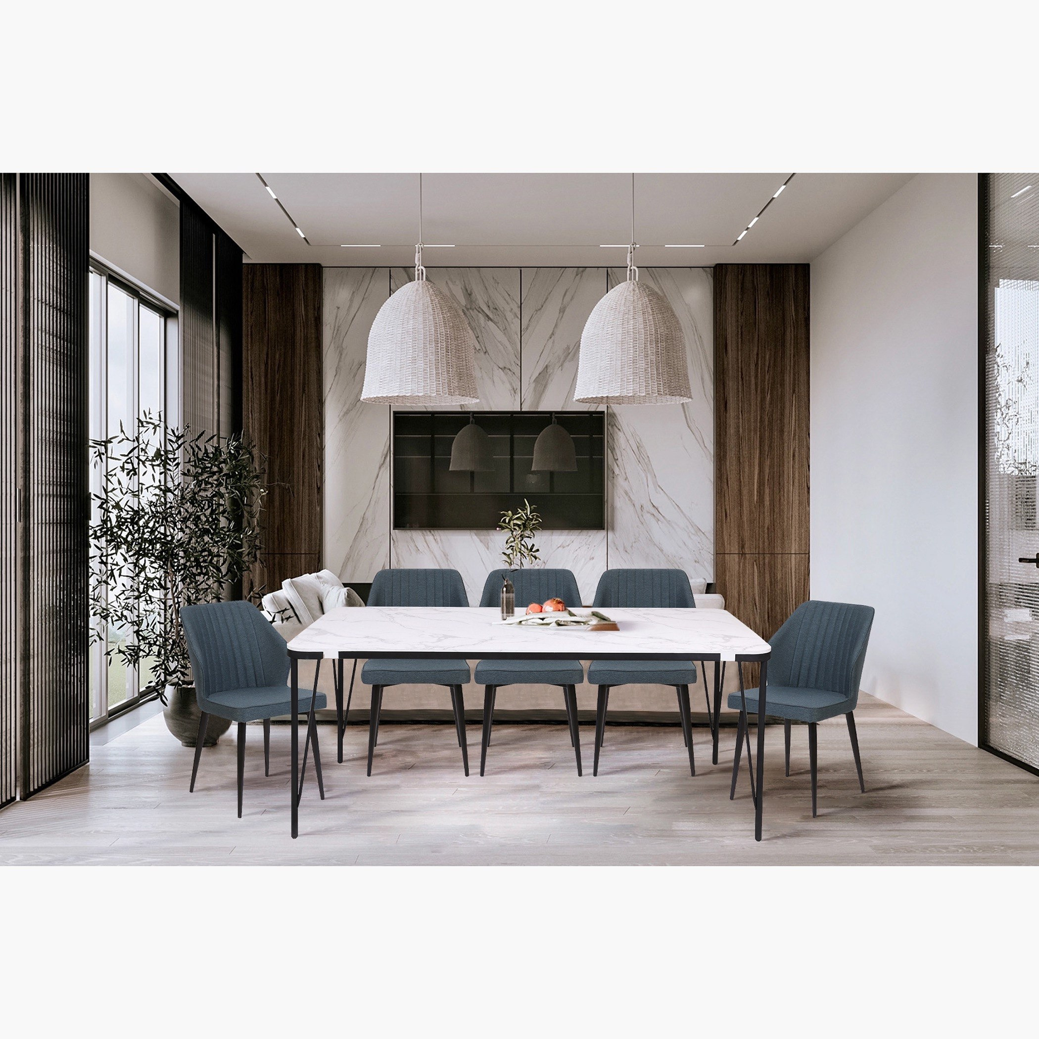 Clover 6-Seater Dining Set-hbxfurniture-diningtablesandsets-diningsets-sixseater-image-2