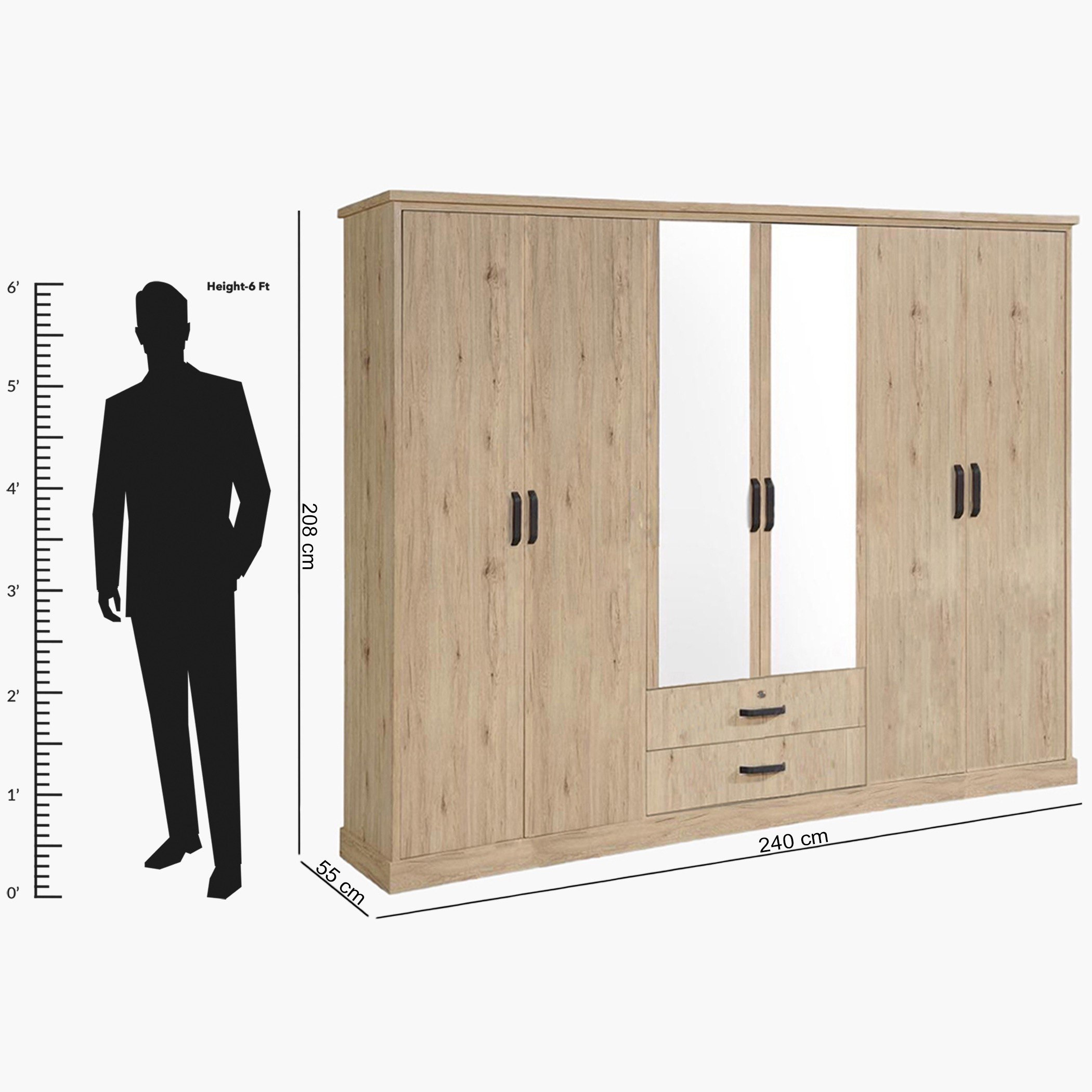 خزانة ملابس بـ6 أبواب ومرآتين من جلاسجلو-hbxfurniture-wardrobes-image-5