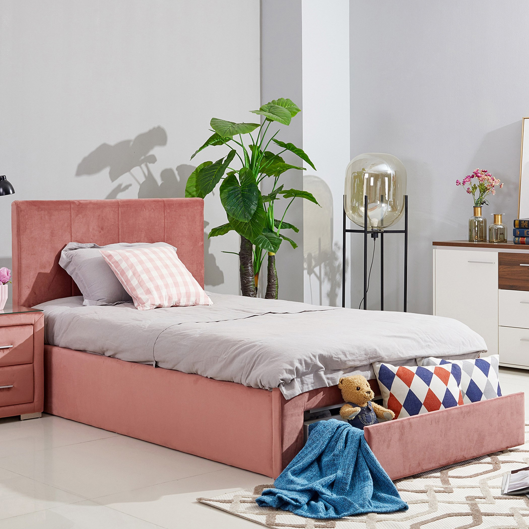سرير توين منجّد بدرج - هالمستاد من موڤو - 120×200 سم-hbxfurniture-kidsroom-kidsroomsets-twin-image-1