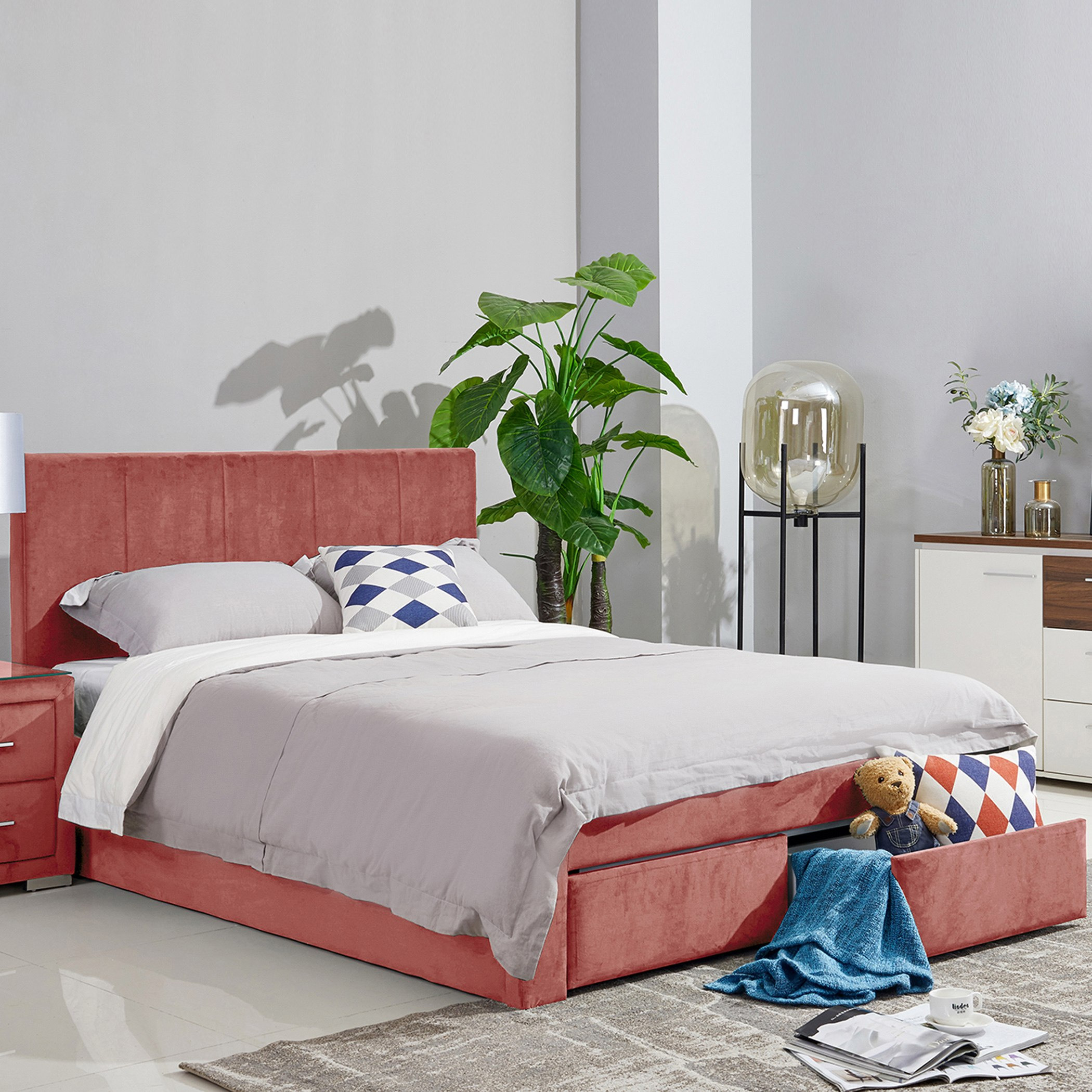 سرير كوين منجد بدرجين - هالمستاد من موڤو - 150x200 سم-hbxbedroom-bedsandbedsets-beds-queen-image-1
