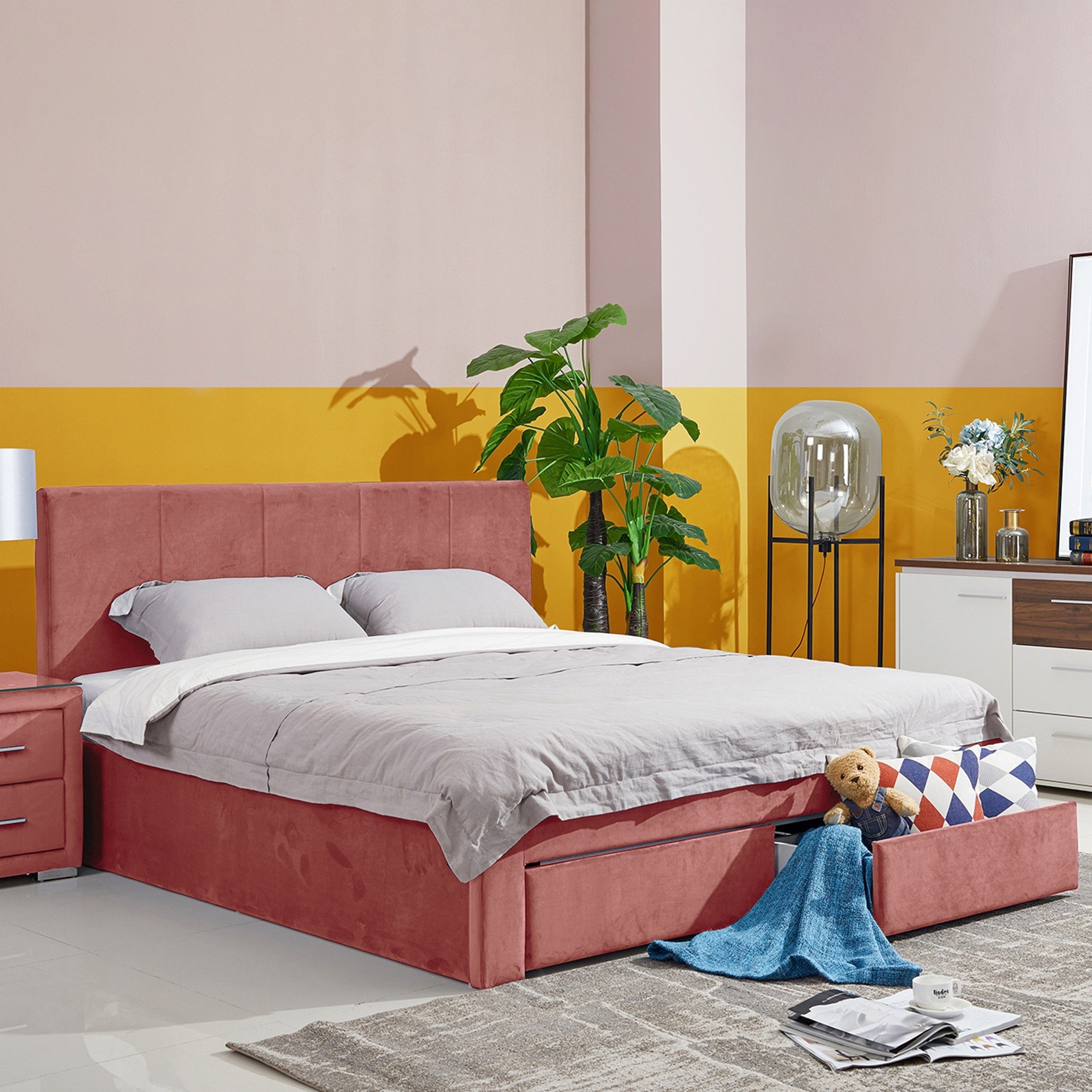 سرير كينج منجد بدرجين - هالمستاد من موڤو - 180x200 سم-hbxfurniture-bedsandbedsets-beds-king-image-1
