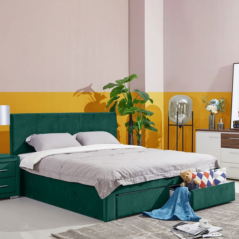 Halmstad King Upholstered Bed with 2 Drawers - 180x200 cm-Beds-image-0