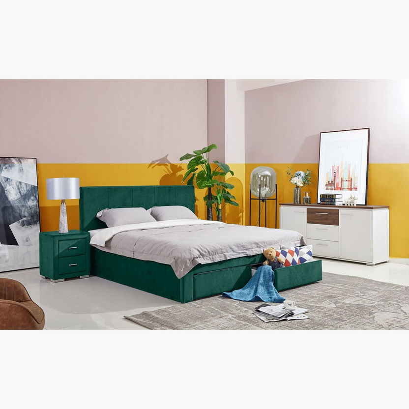 Halmstad King Upholstered Bed with 2 Drawers - 180x200 cm-Beds-image-6