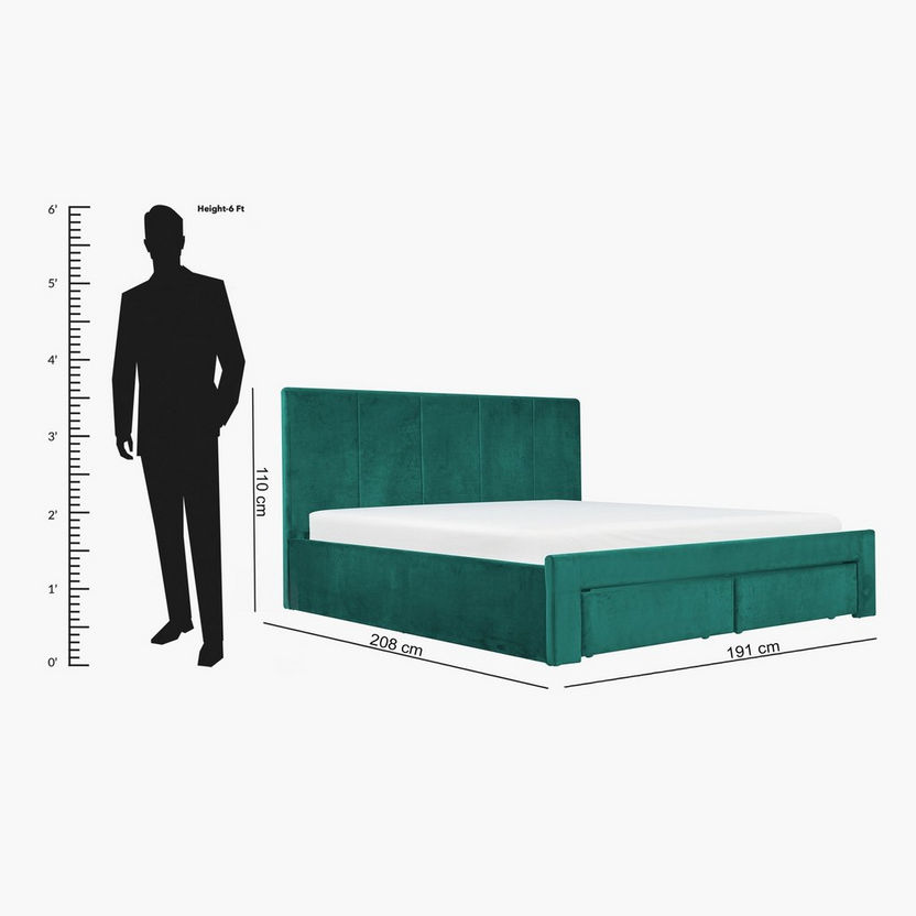 Halmstad King Upholstered Bed with 2 Drawers - 180x200 cm-Beds-image-7