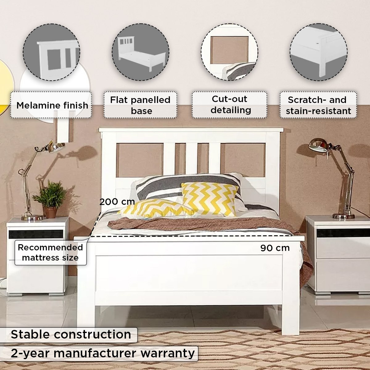 Hampton Nxt Single Bed - 90x200 cm-hbxfurniture-bedsandbedsets-beds-single-image-4