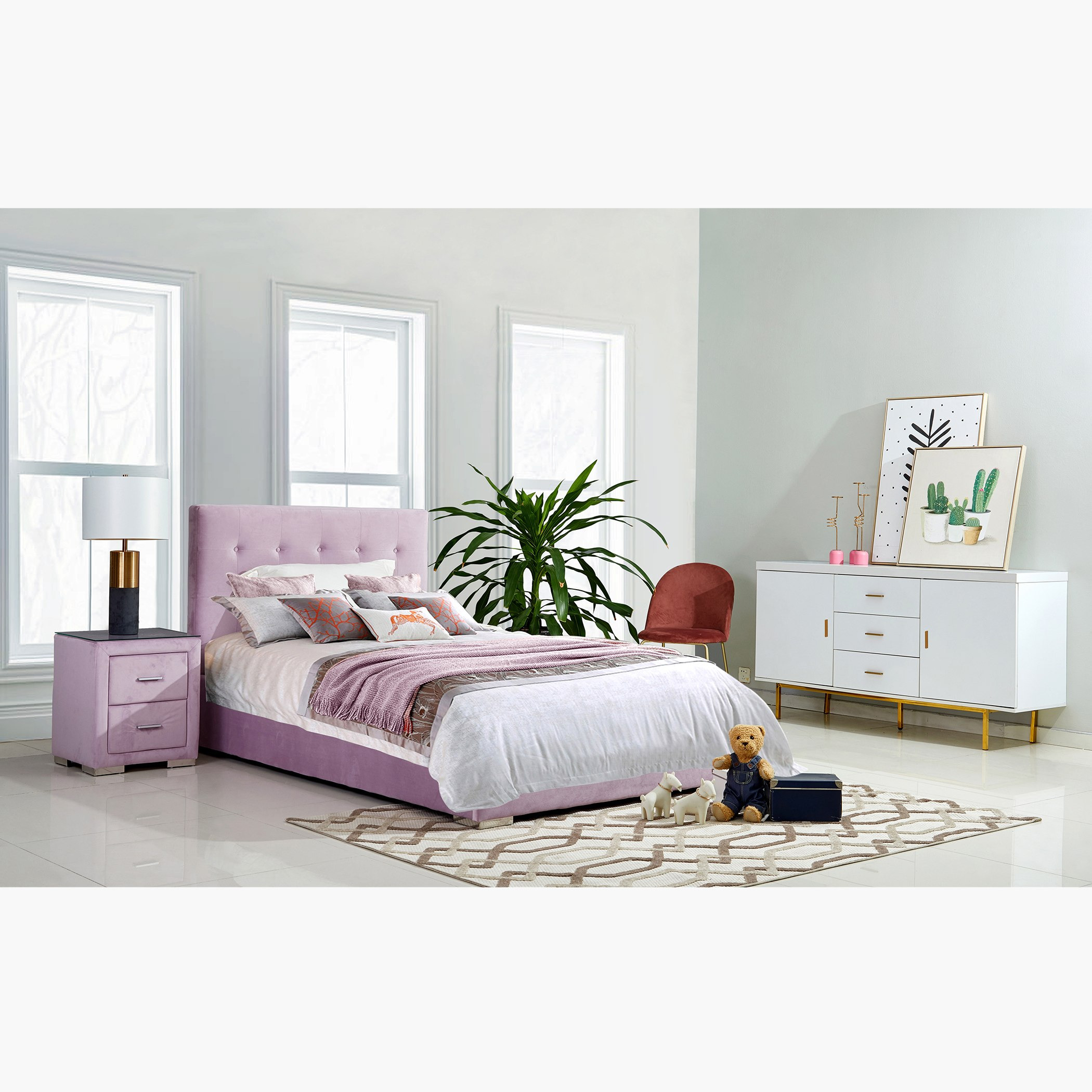 Movo Oakland Upholstered Twin Bed - 120x200 cm-hbxfurniture-kidsroom-kidsroomsets-twin-image-7