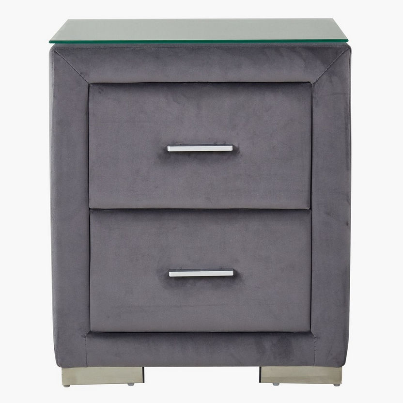 Taylor 2-Drawer Upholstered Nightstand with Tempered Glass Top-Night Stands-image-1