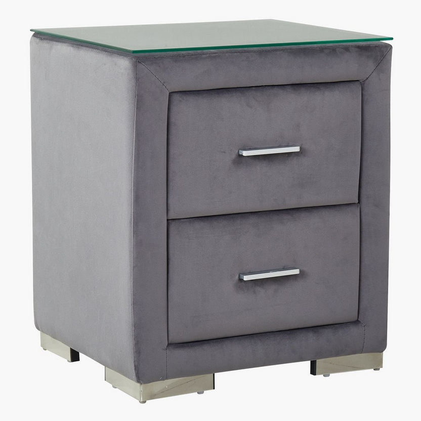 Taylor Upholstered Nightstand with Tempered Glass-Night Stands-image-2