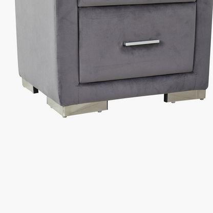 Taylor 2-Drawer Upholstered Nightstand with Tempered Glass Top