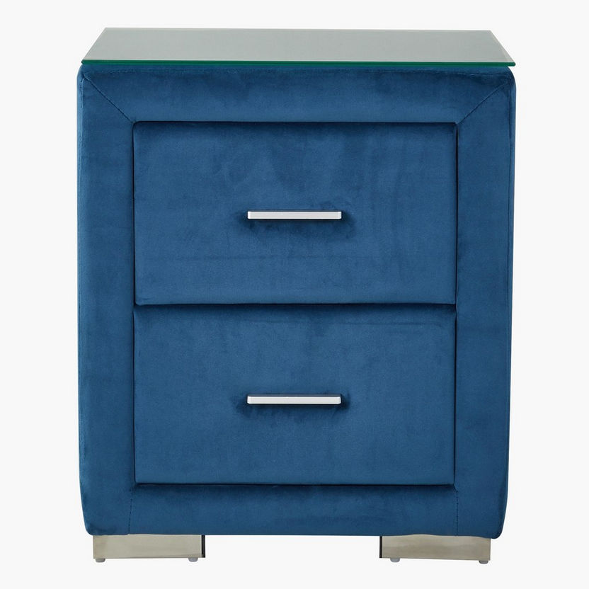 Taylor 2-Drawer Upholstered Nightstand with Tempered Glass Top-Night Stands-image-1