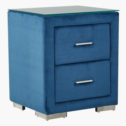 Taylor 2-Drawer Upholstered Nightstand with Tempered Glass Top
