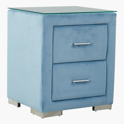 Taylor Upholstered Nightstand with Tempered Glass