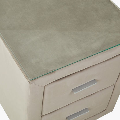 Taylor Upholstered Nightstand with Tempered Glass
