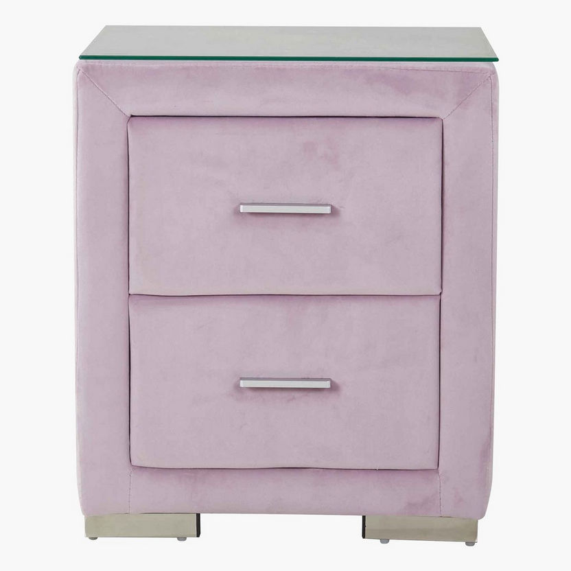 Taylor Upholstered Nightstand with Tempered Glass-Night Stands-image-1