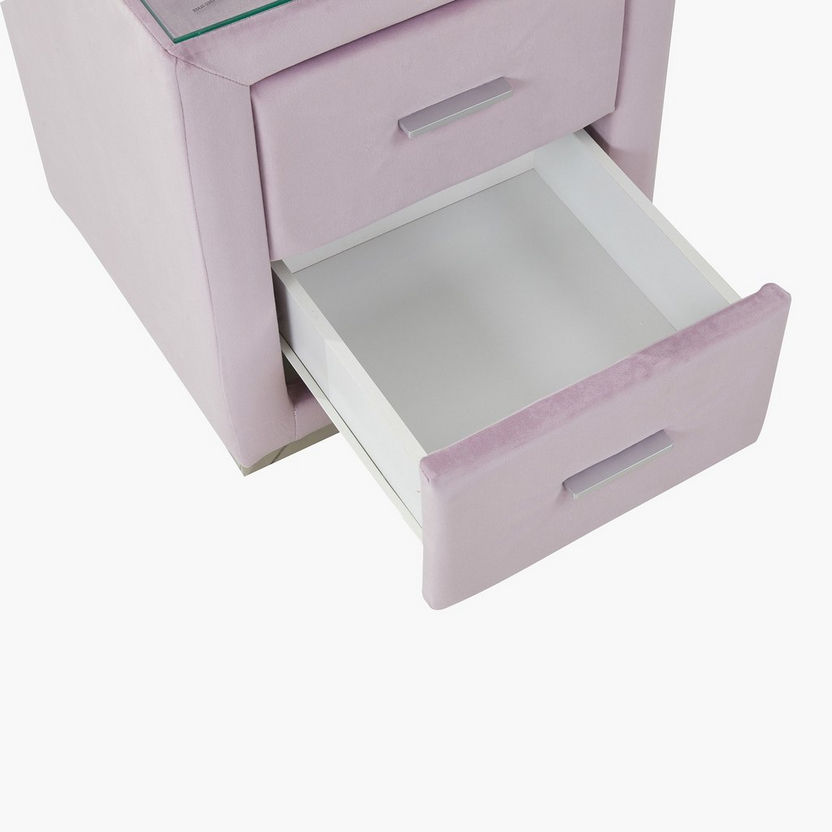 Taylor 2-Drawer Upholstered Nightstand with Tempered Glass Top-Night Stands-image-4