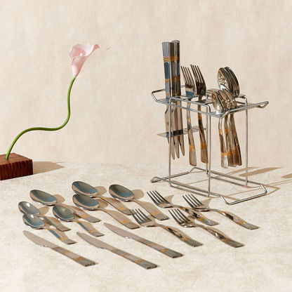Festive 24-Piece Cutlery Set with Stand