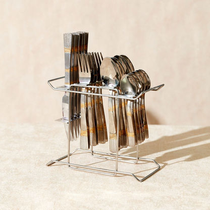 Festive 24-Piece Cutlery Set with Stand