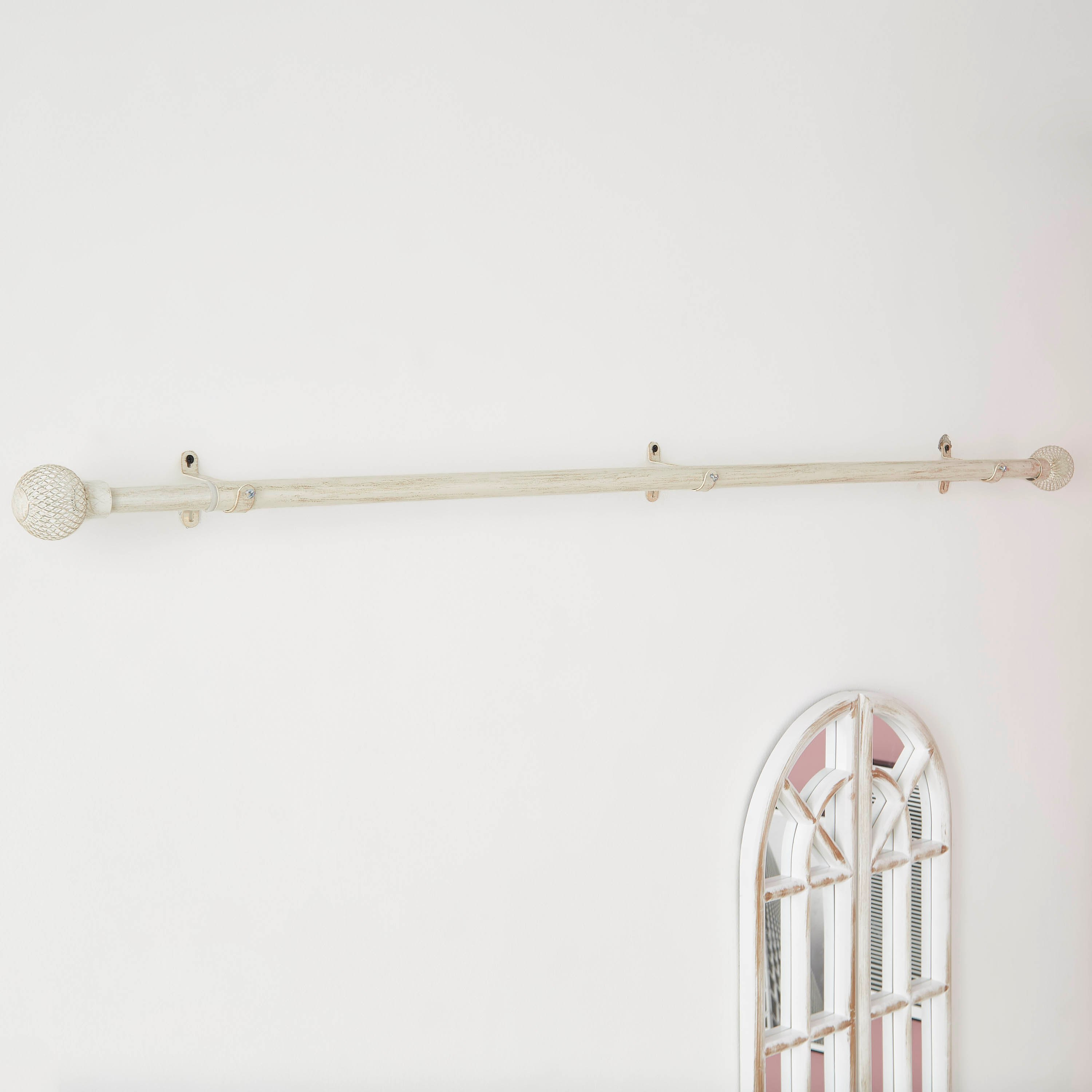 قضيب ستارة مصقول أبيض من جلوب - 132-366 سم-hbxhomeware-hbxdecorandfurnishings-image-2