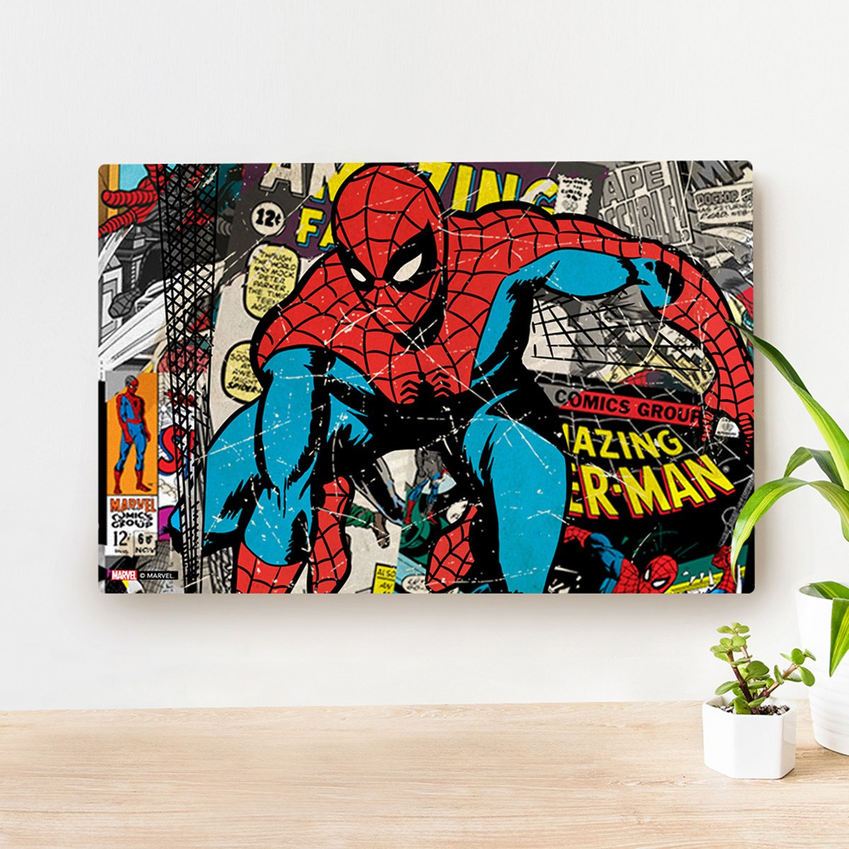 Trendy Spider-Man Comic Art Metallic Wall Poster - 30x20 cm-hbxhomeware-hbxkidsandyouth-image-1