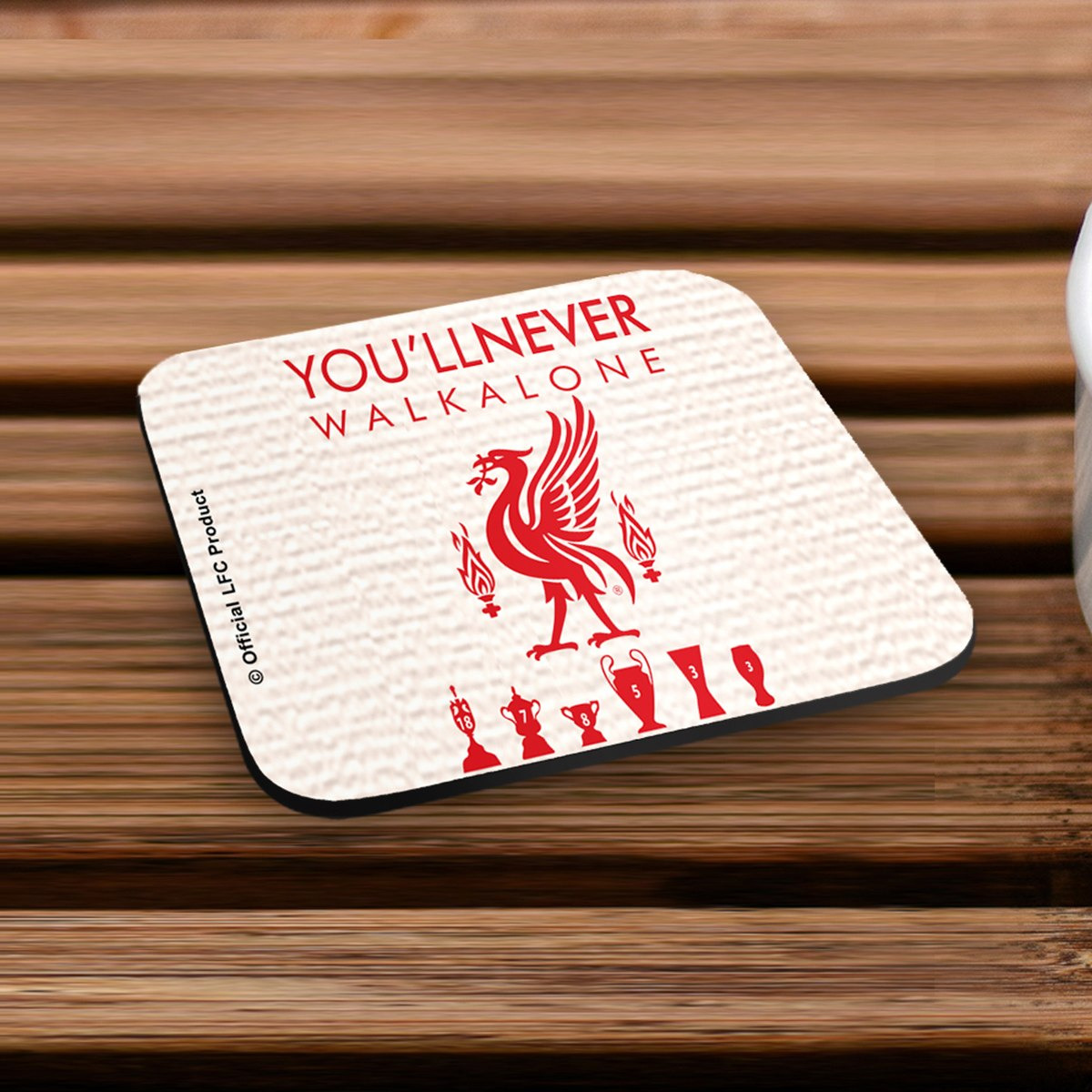 Trendy Liverpool F.C You'll Never Walk Alone Wooden Coaster - 10x10 cm-hbxdecorandfurnishings-tabletop-serveware-image-1