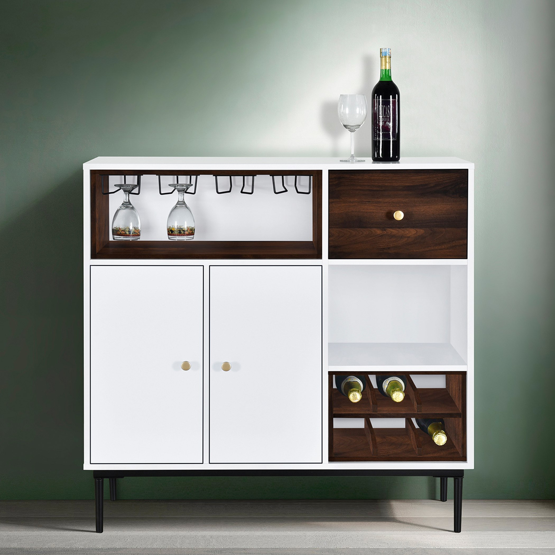 Natalia 3-Shelf Bar Cabinet Sideboard with 3 Doors-hbxfurniture-diningroom-buffetsandsideboards-image-1