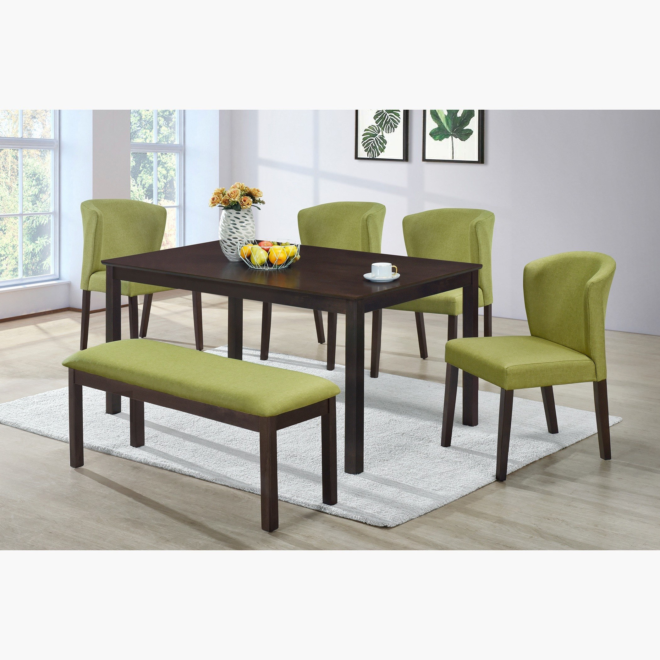طقم سفرة بـ6 مقاعد مع مقعد بنش من اسكيم-hbxfurniture-diningtablesandsets-diningsets-sixseater-image-1
