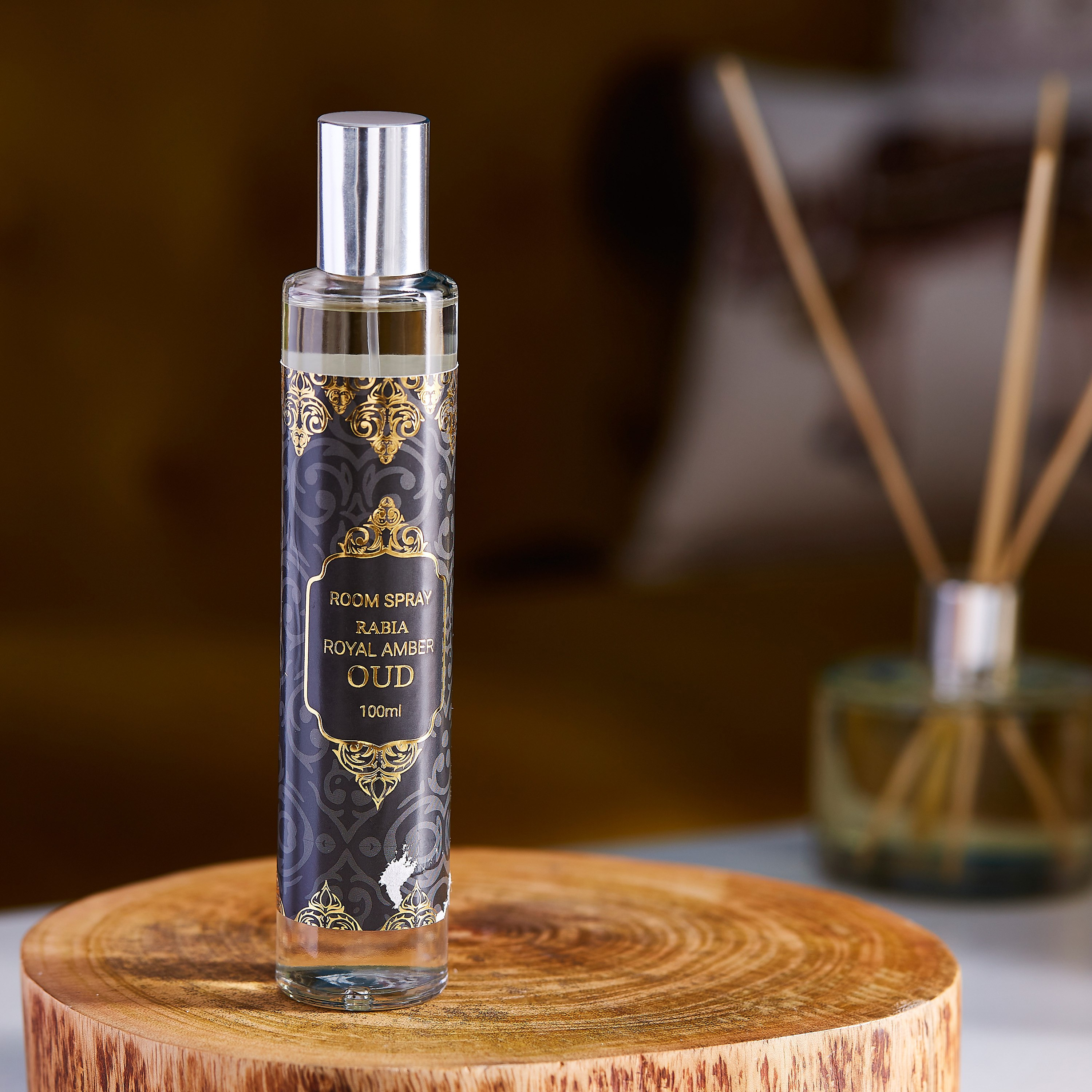 بخاخ عطر للغرف 100 مل عود عنبر ملكي من رابيا - 3x3x19 سم-hbxdecorandfurnishings-homefragrance-roomfreshnersandaromamist-image-1