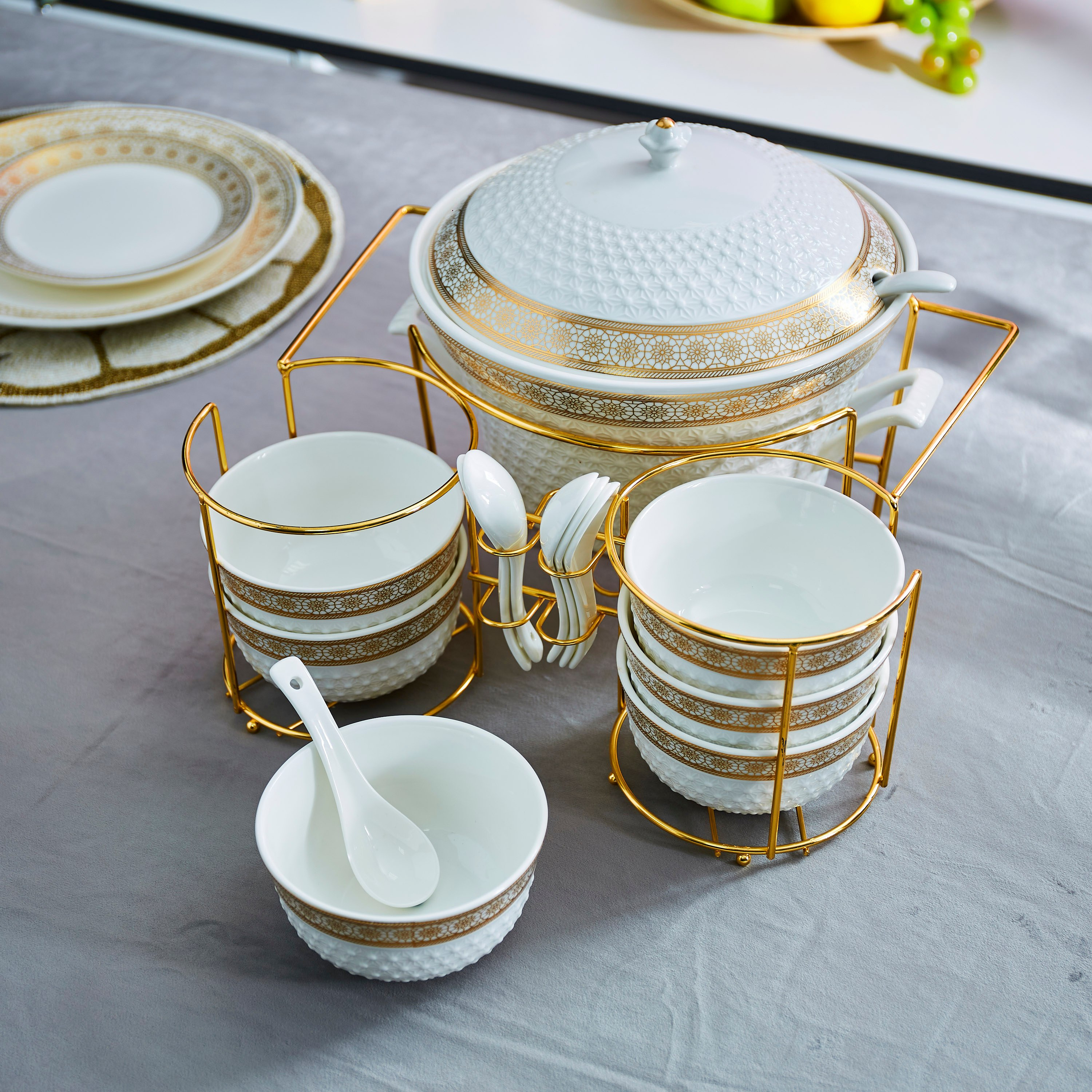 طقم شوربة 15 قطعة مع حامل - مشربية-hbxdecorandfurnishings-tabletop-serveware-image-1