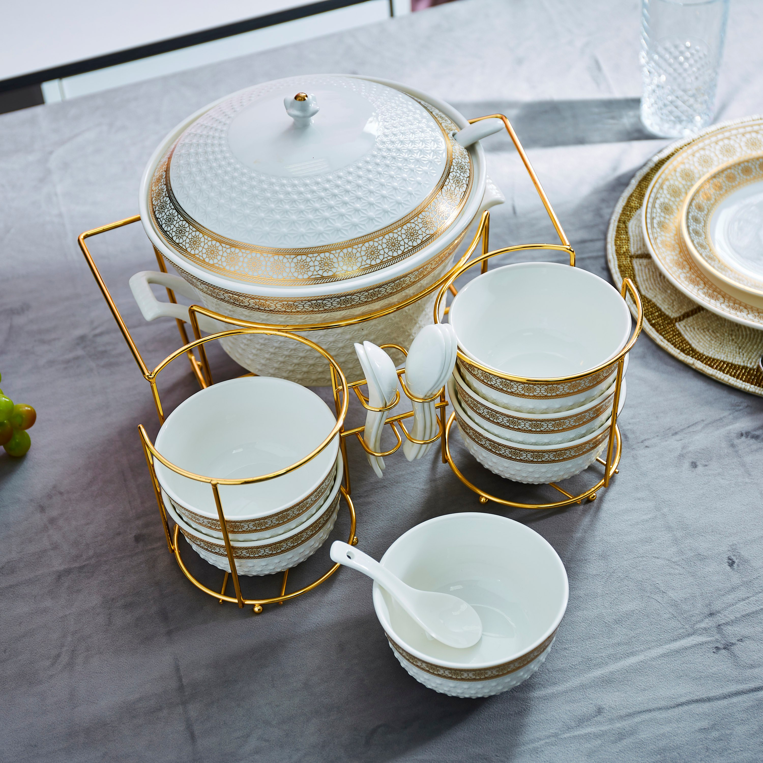 طقم شوربة 15 قطعة مع حامل - مشربية-hbxdecorandfurnishings-tabletop-serveware-image-2