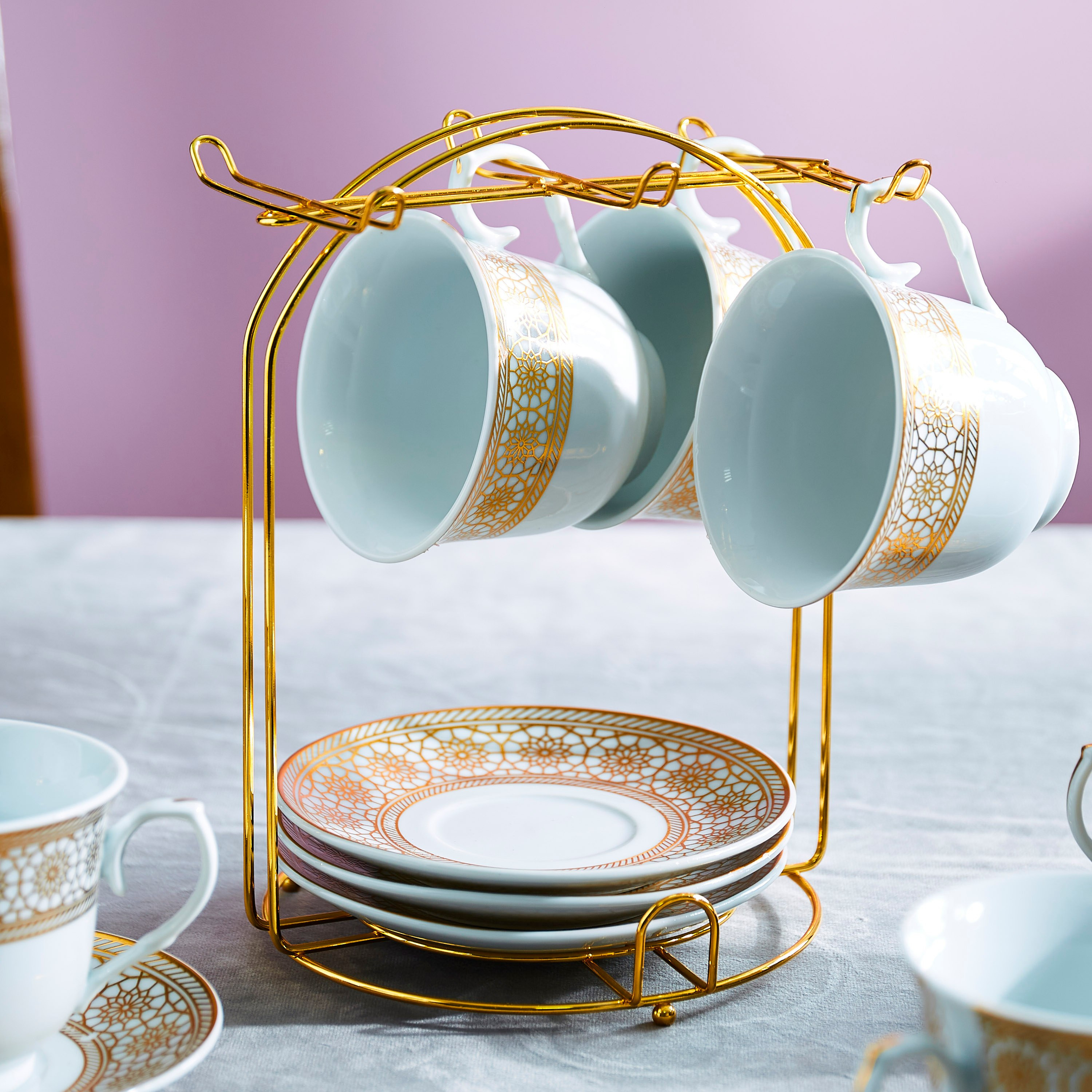طقم صحون وفناجين 13 قطعة بحامل من مشربية-hbxhomeware-hbxkitchen-image-3
