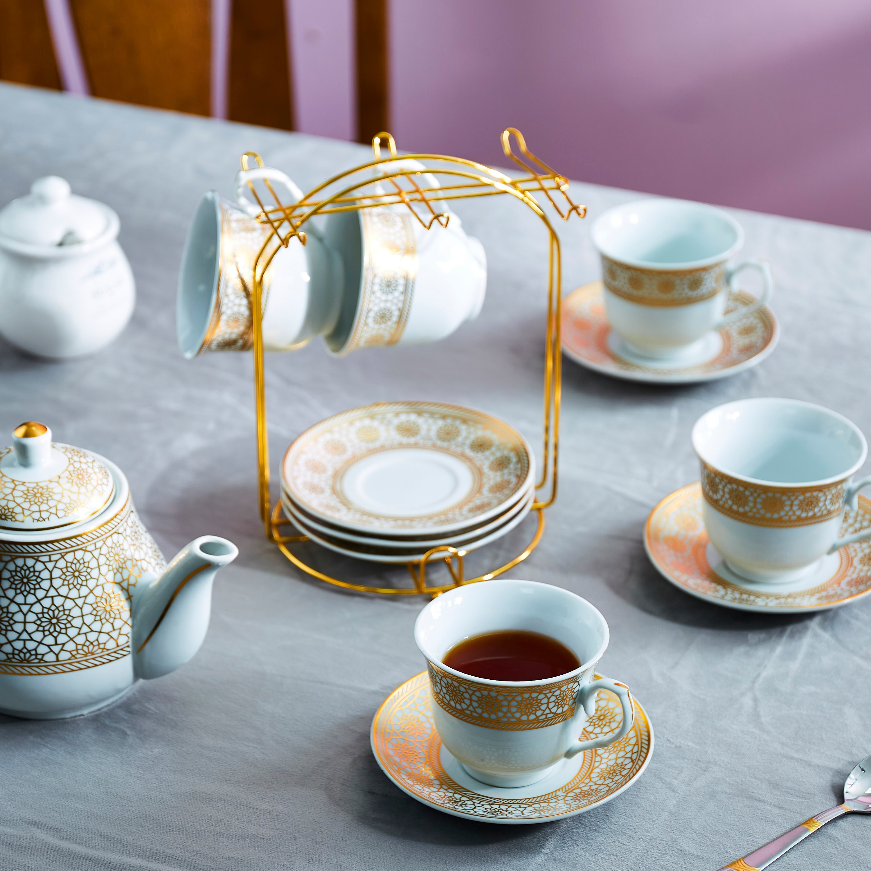 طقم صحون وفناجين 13 قطعة بحامل من مشربية-hbxhomeware-hbxkitchen-image-5