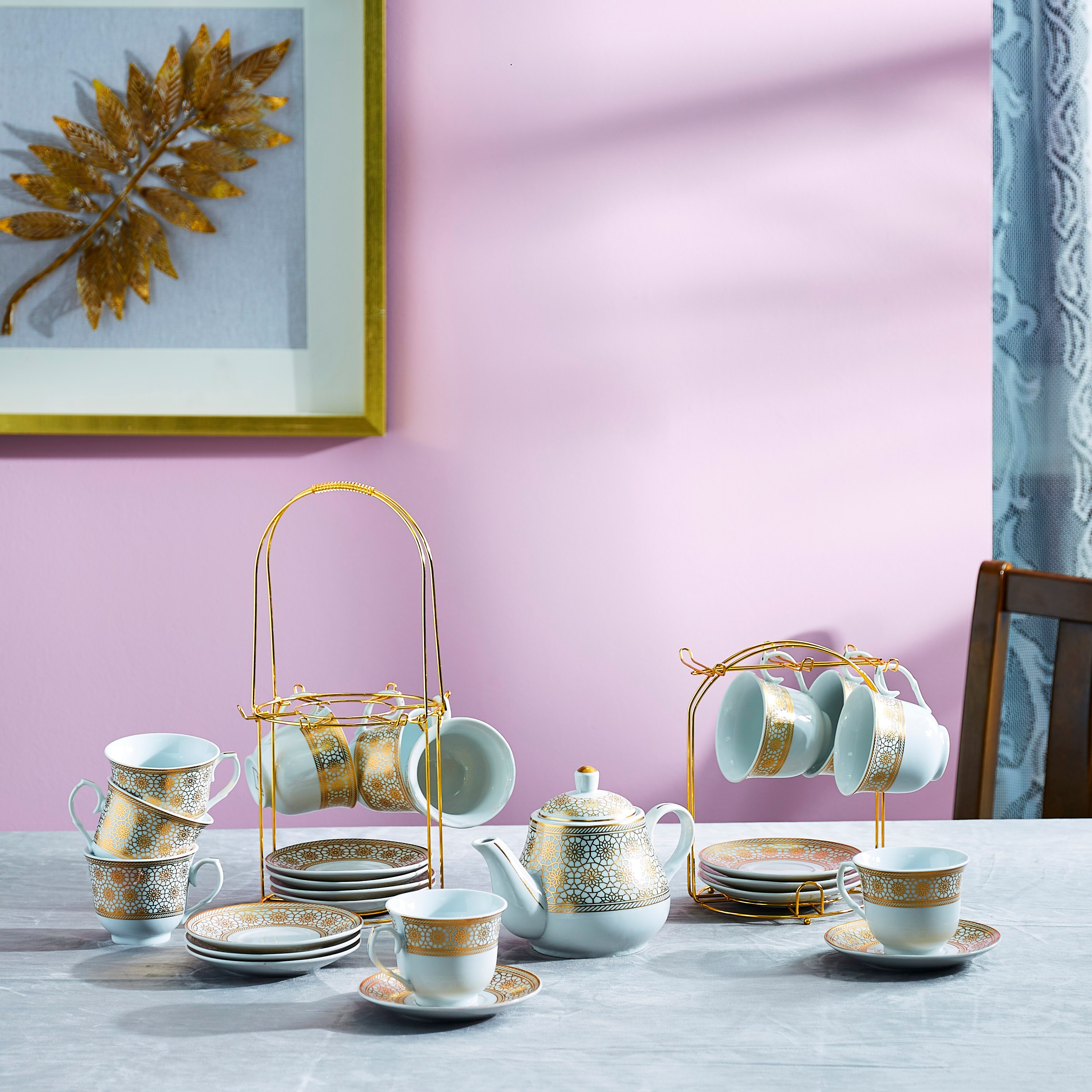 طقم صحون وفناجين 13 قطعة بحامل من مشربية-hbxhomeware-hbxkitchen-image-6