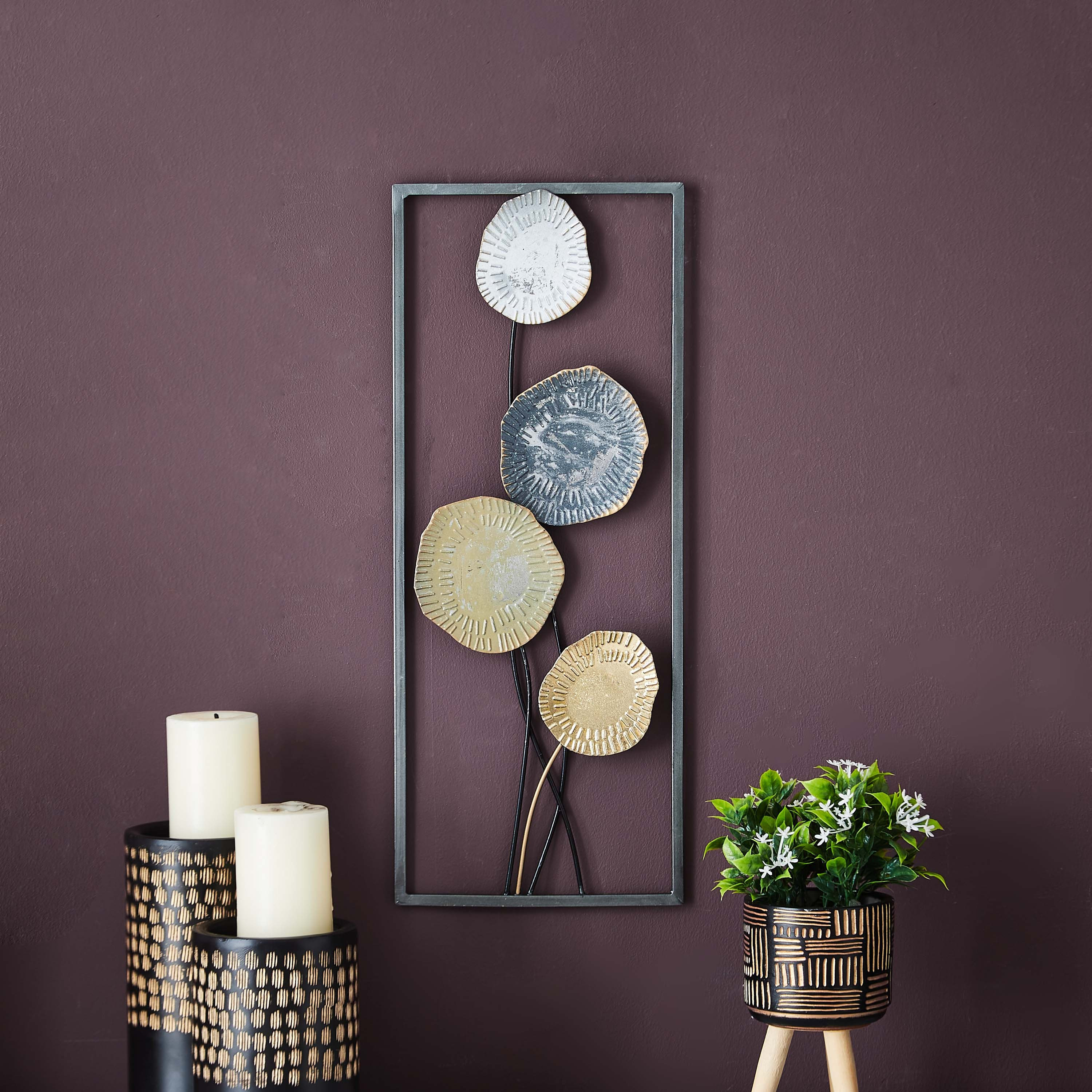 لوحة حائط مؤطرة على شكل أوراق شجر معدنية-hbxdiningroom-walldecor-wallart-image-1
