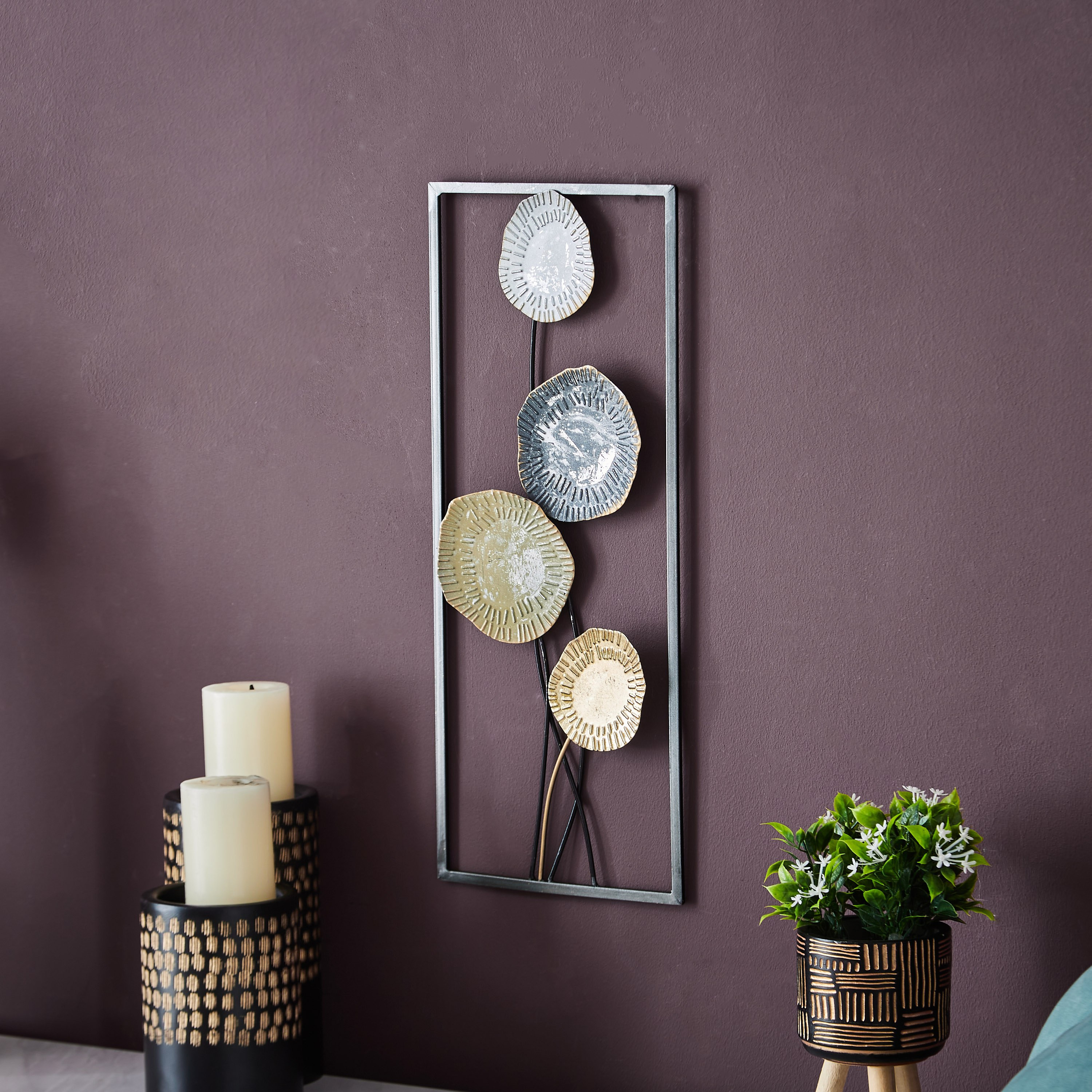 لوحة حائط مؤطرة على شكل أوراق شجر معدنية-hbxdiningroom-walldecor-wallart-image-2