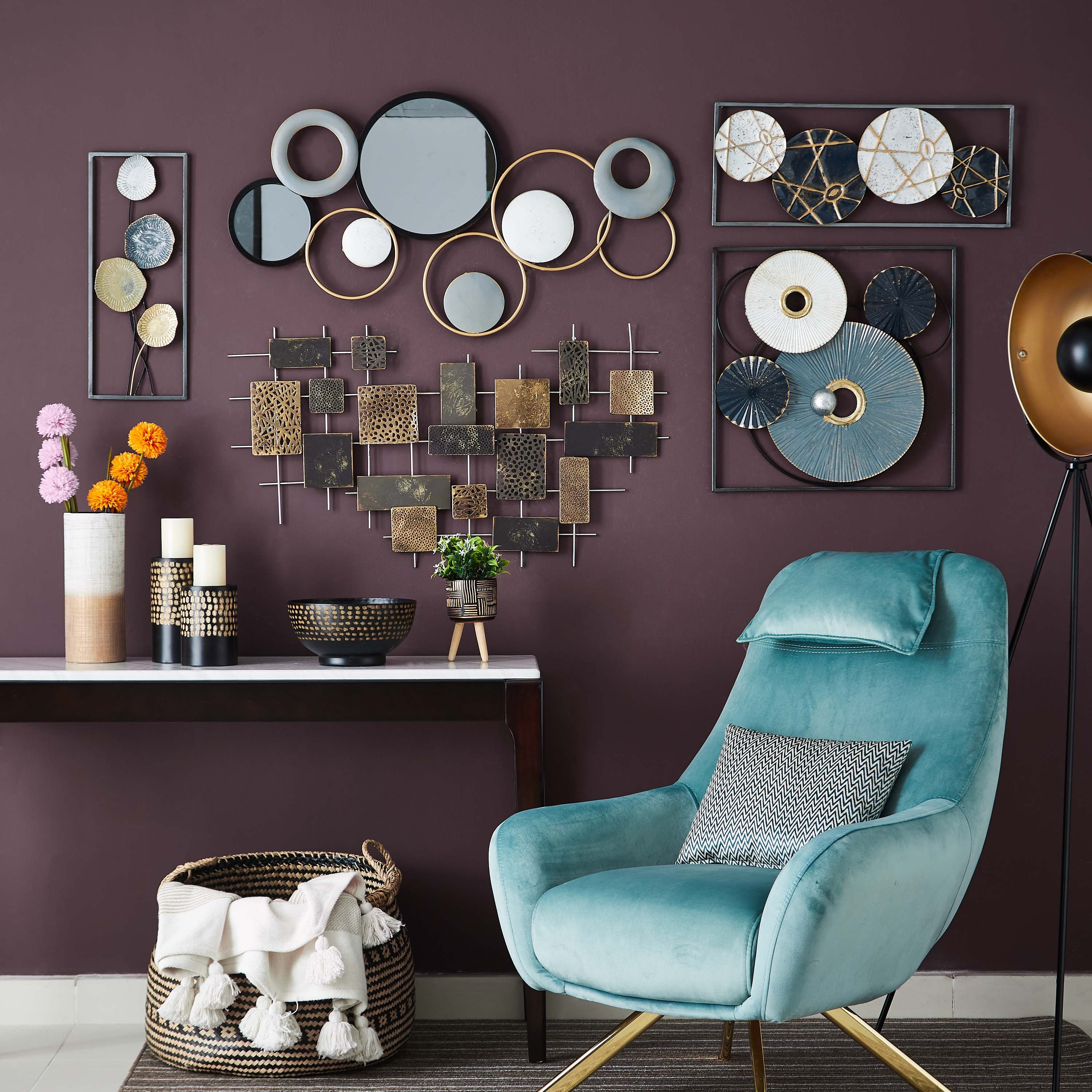 لوحة حائط مؤطرة على شكل أوراق شجر معدنية-hbxdiningroom-walldecor-wallart-image-3