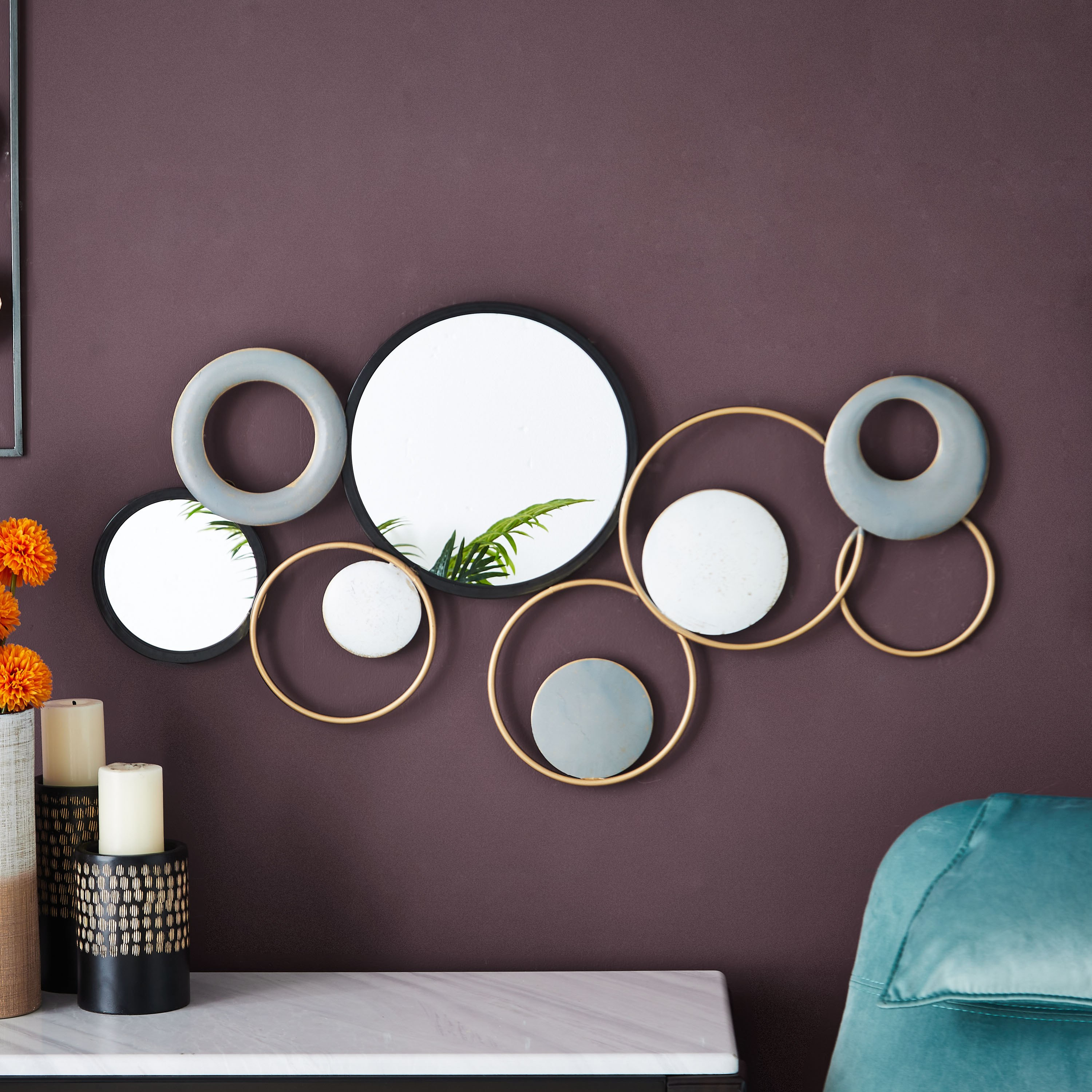 لوحة حائط معدنية مع مرآة - آريس-hbxdiningroom-walldecor-wallart-image-1