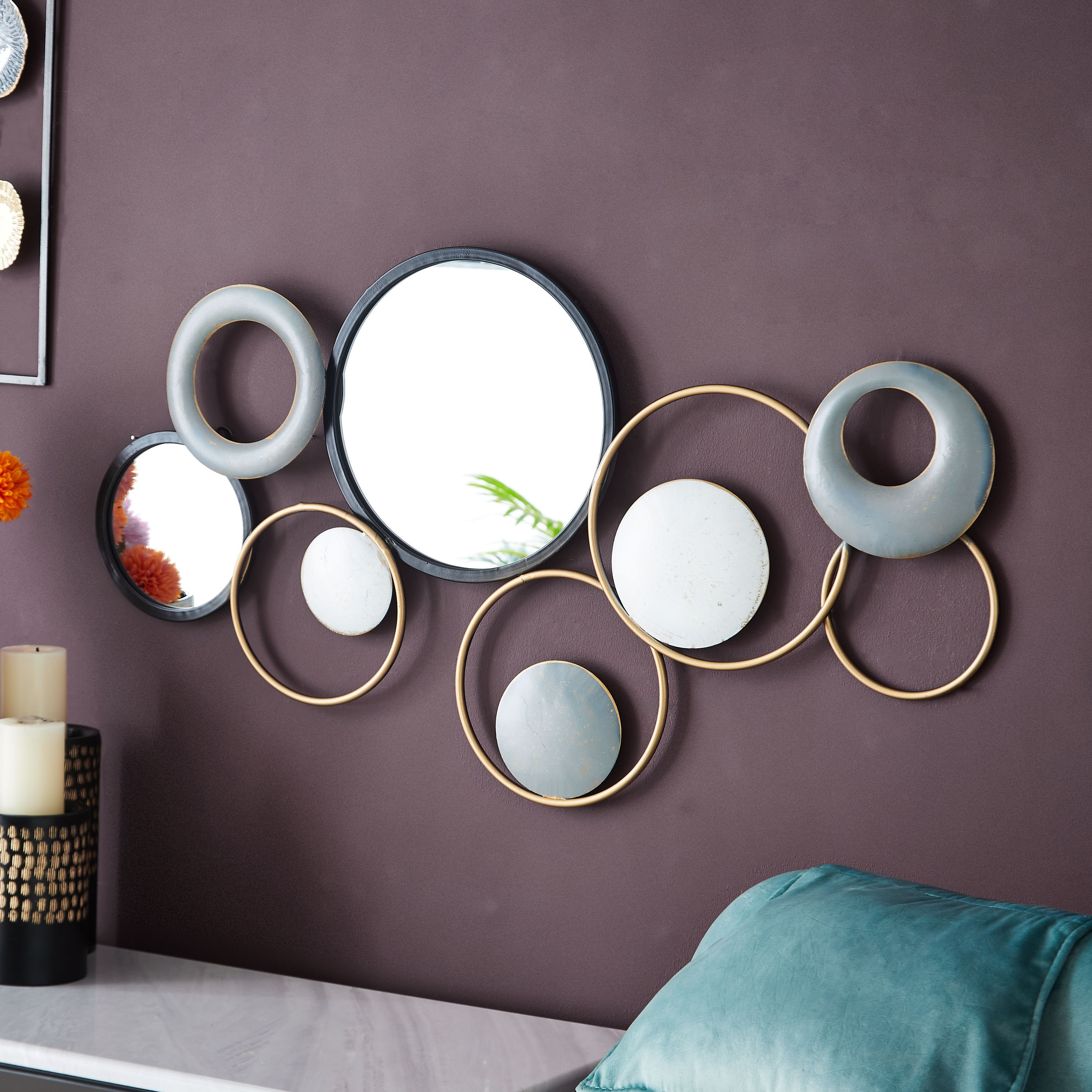 لوحة حائط معدنية مع مرآة - آريس-hbxdiningroom-walldecor-wallart-image-2