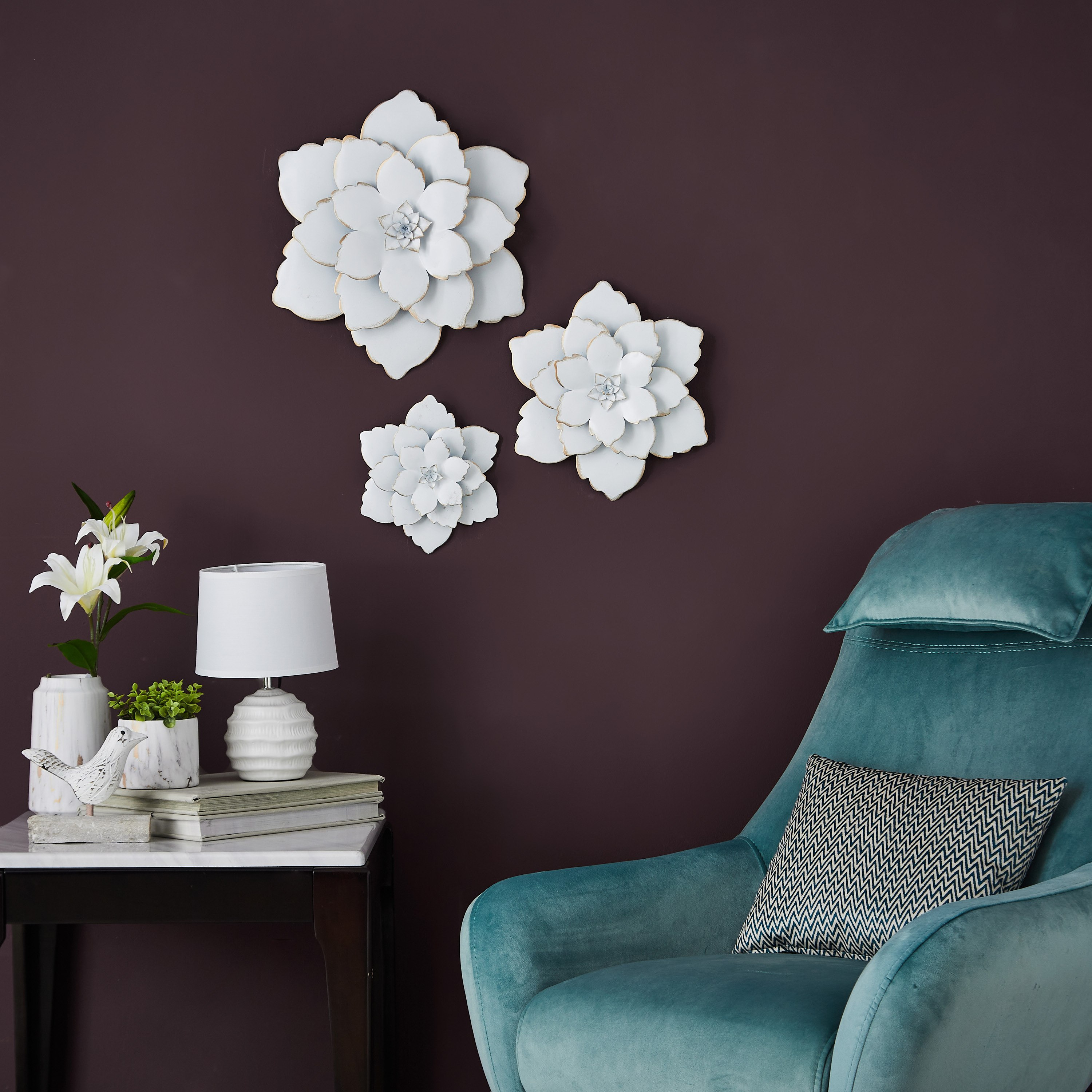 طقم زينة حائط معدنية بتصميم زهور 3 قطع من آريس-hbxdiningroom-walldecor-wallart-image-4