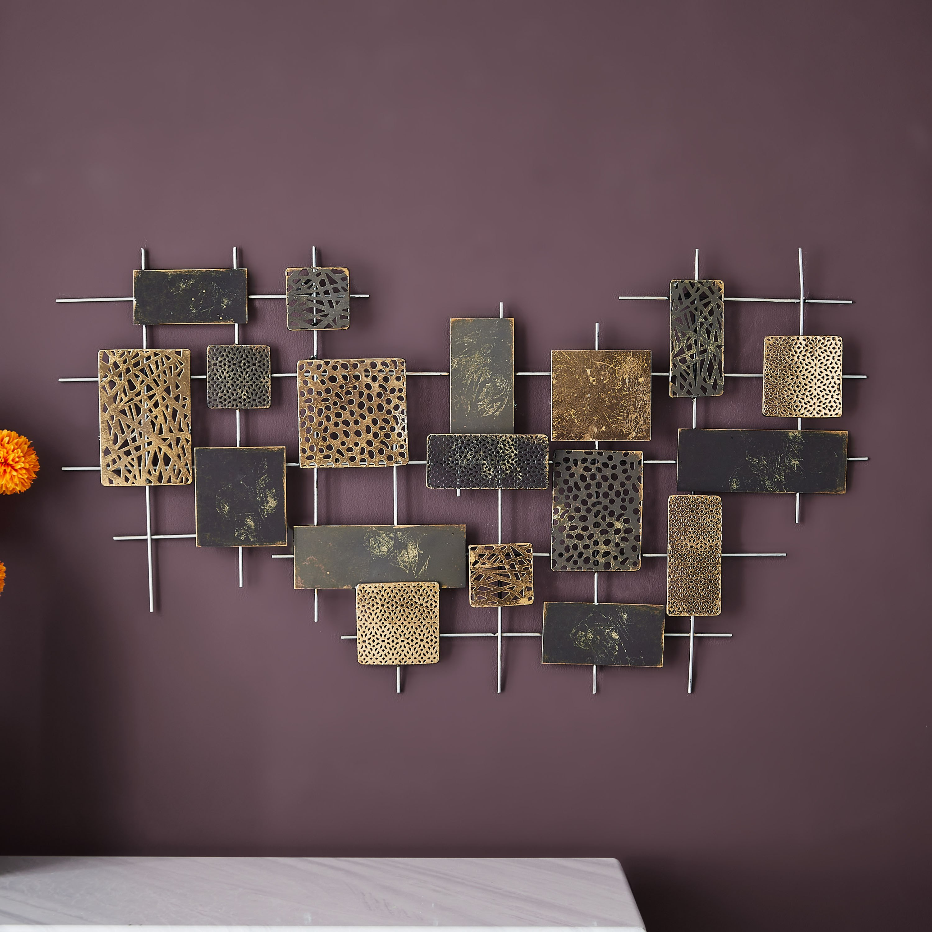 زينة حائط مستطيلة معدنية من آريس-hbxdiningroom-walldecor-wallart-image-1