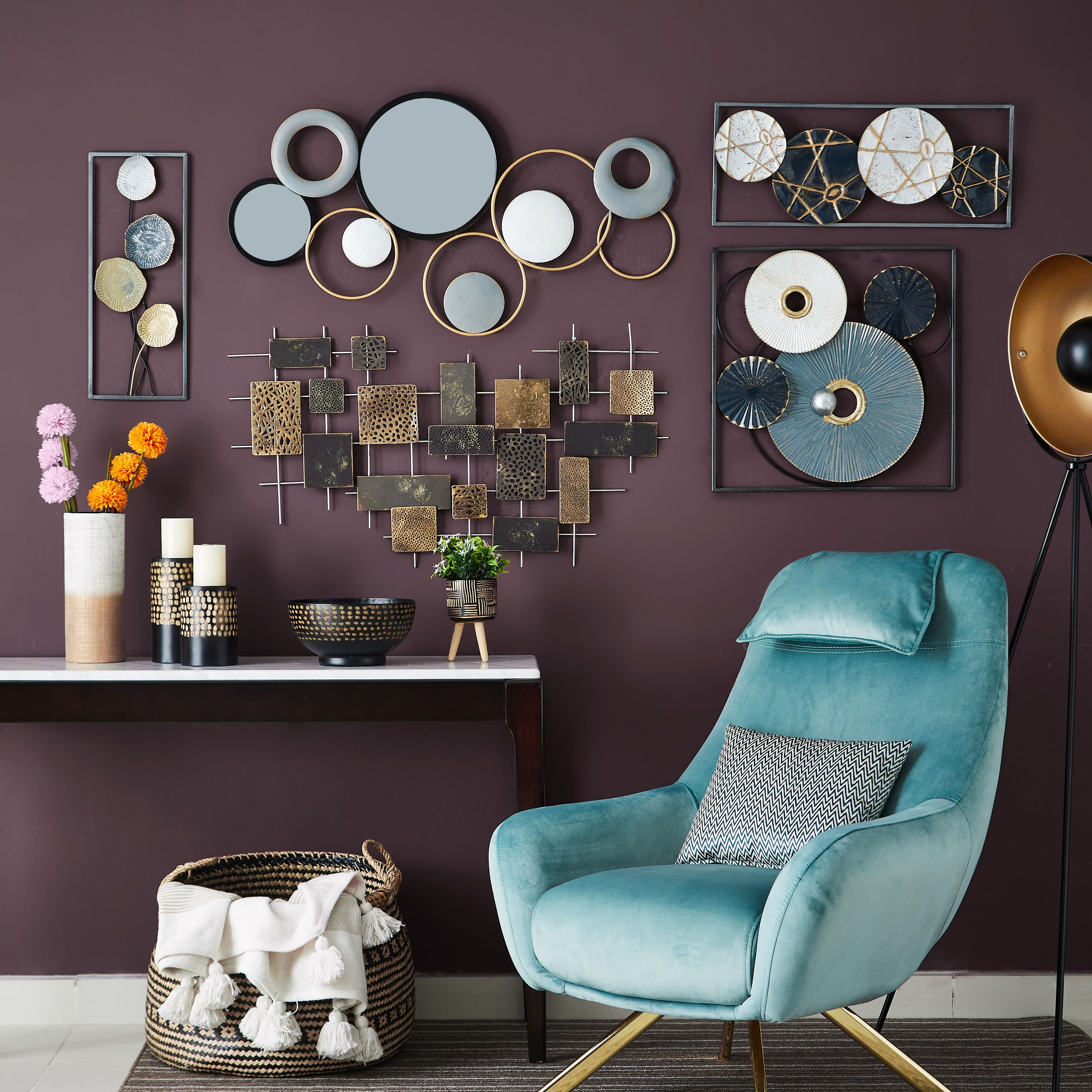زينة حائط مستطيلة معدنية من آريس-hbxdiningroom-walldecor-wallart-image-4