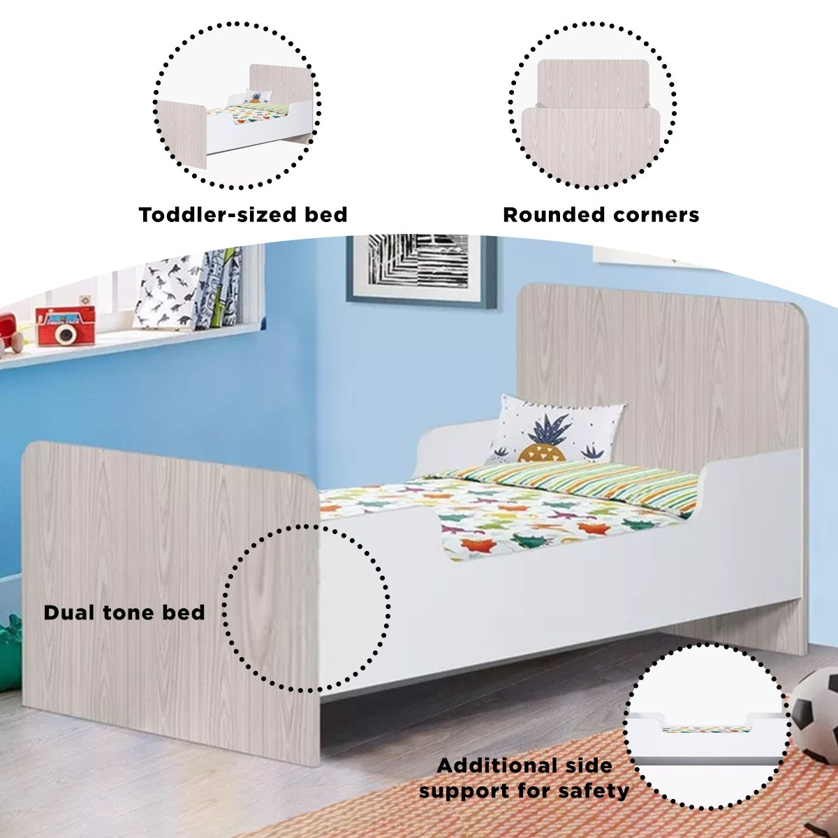 Vanilla Single Toddler Bed - 70x130 cm-hbxfurniture-bedsandbedsets-beds-toddler-image-4