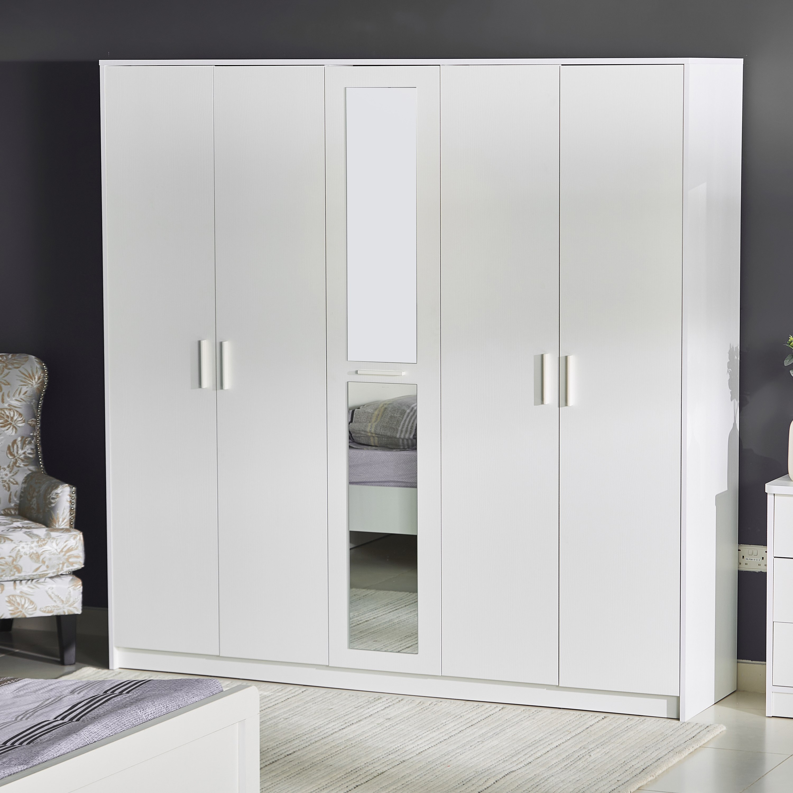 Boston 5-Door Wardrobe with Mirror-hbxfurniture-wardrobes-image-1
