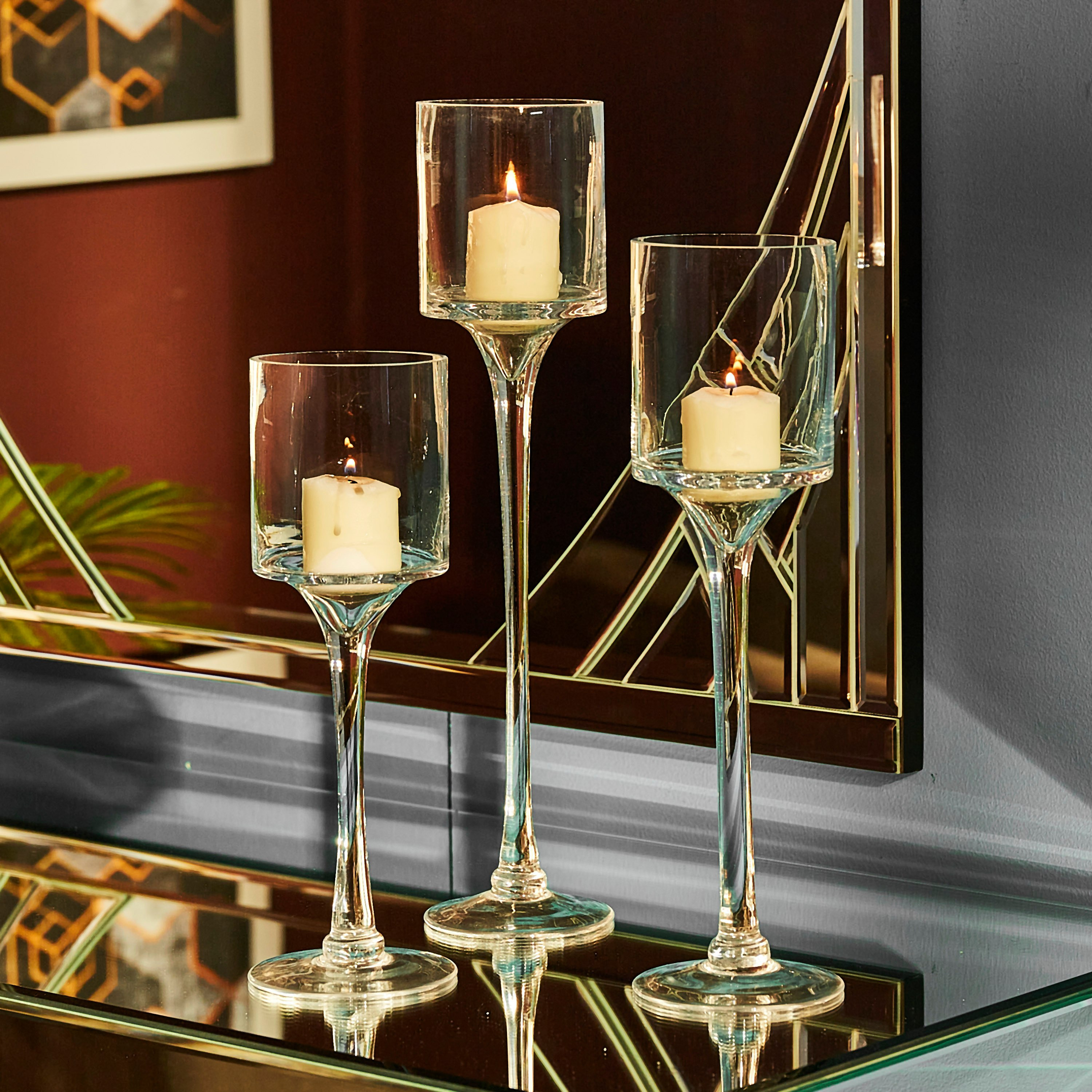 طقم حامل شموع زجاجي شفاف 3 قطع من جورجيا-hbxlivingroom-decorandaccessories-candleholders-image-1