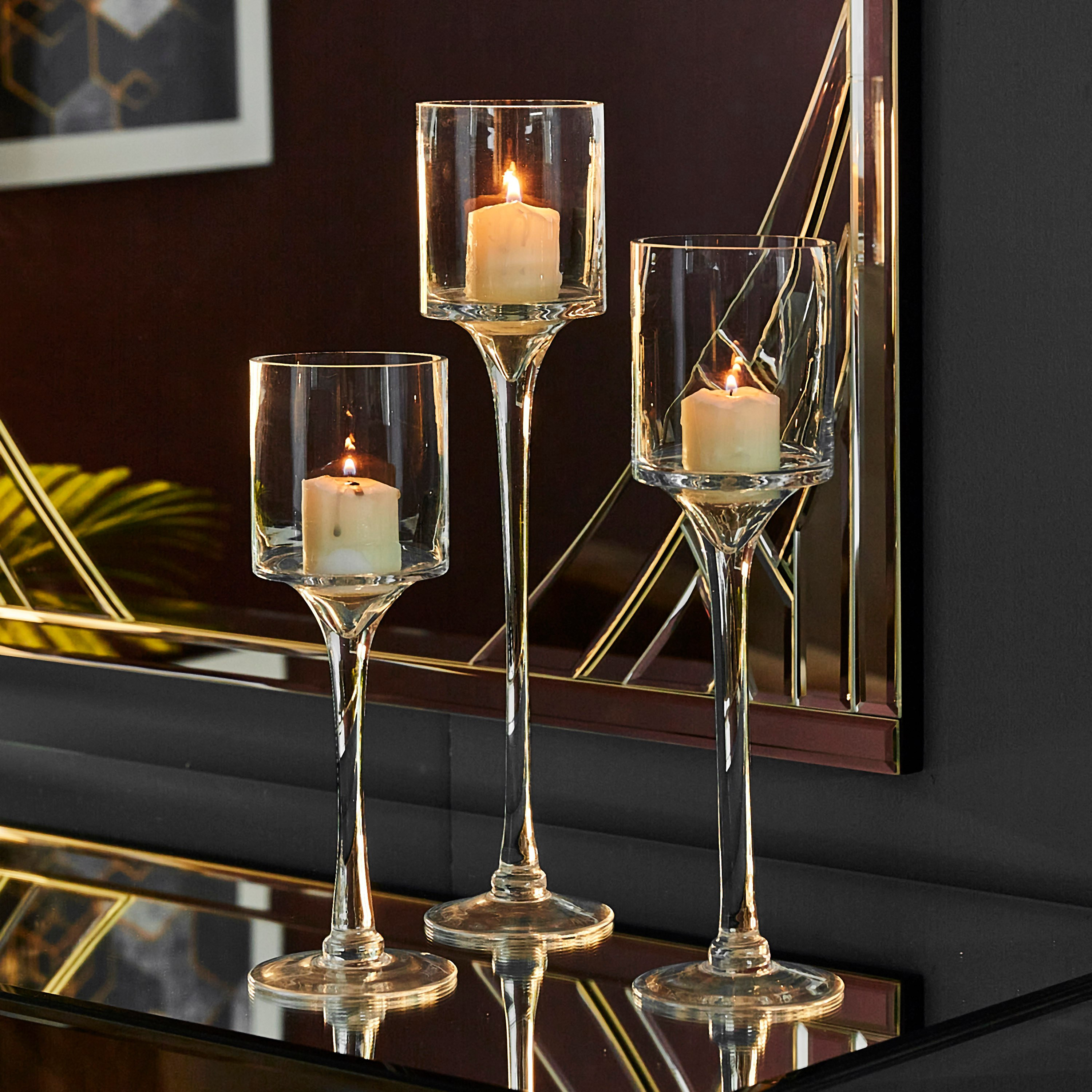 طقم حامل شموع زجاجي شفاف 3 قطع من جورجيا-hbxlivingroom-decorandaccessories-candleholders-image-2