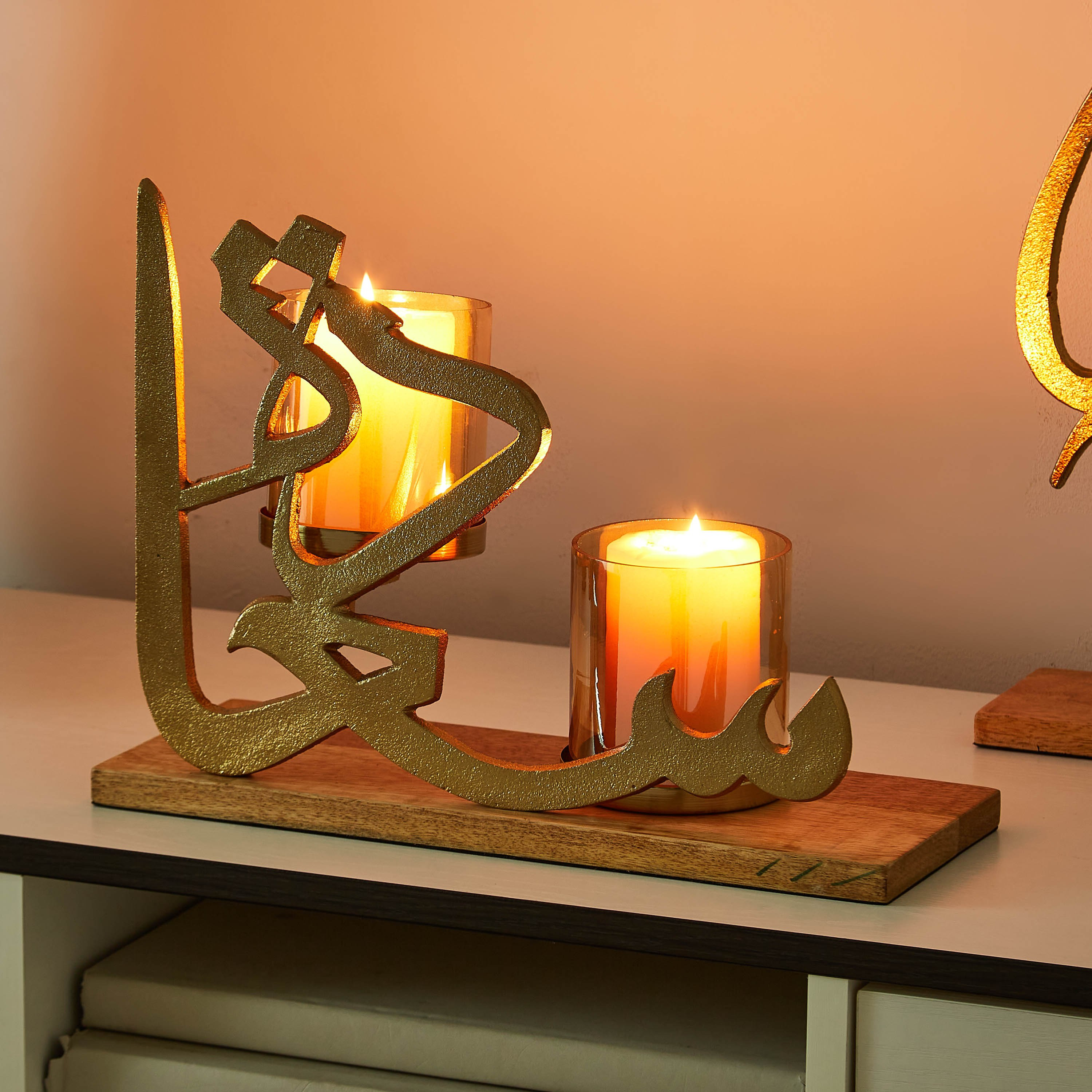 Afreen Calligraphy Metal Candleholder - 24x11x31 cm-hbxlivingroom-decorandaccessories-candleholders-image-2