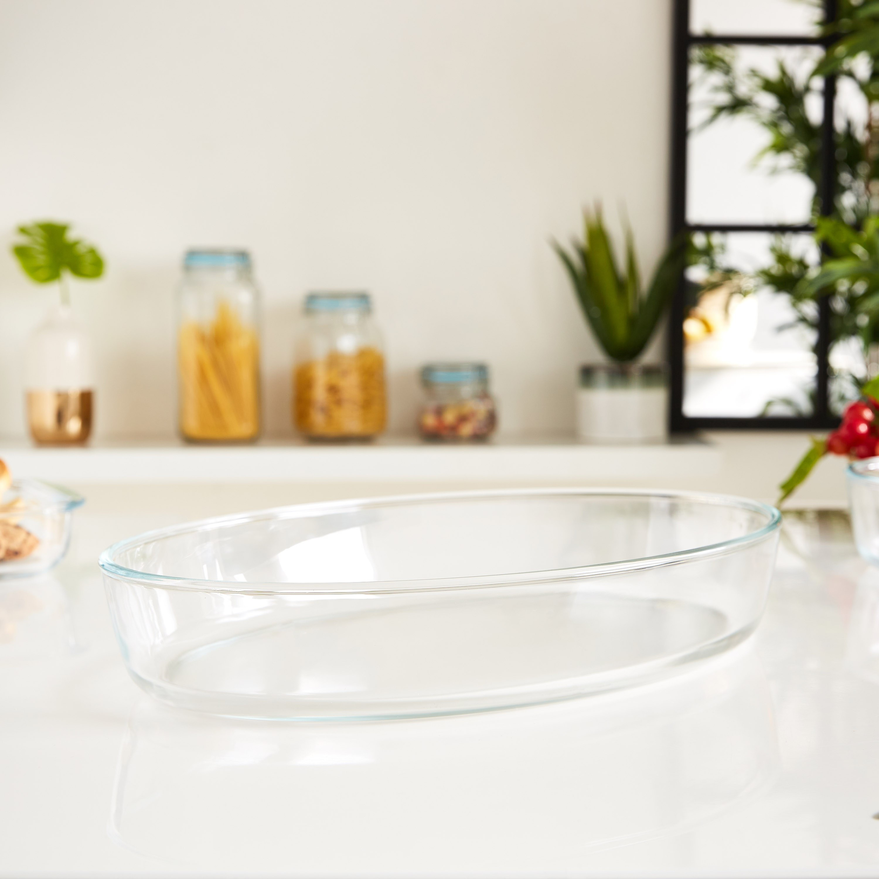 صحن خبز زجاجي بيضاوي من جراسيا - 4 لتر-hbxkitchen-bakeware-image-1